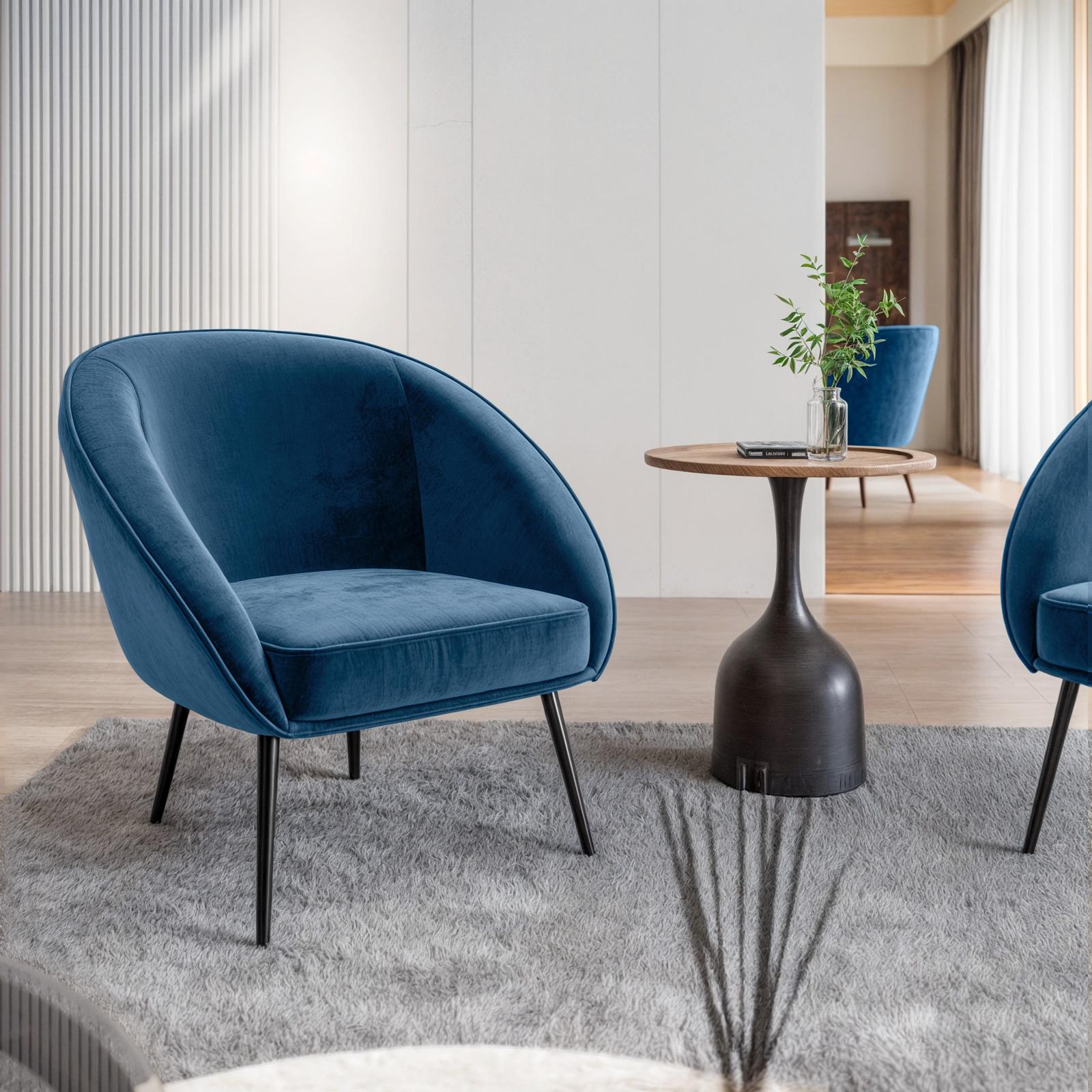 Velluto Blu Salotti Classici In Velluto Poltrona Imbottita Poltroncina