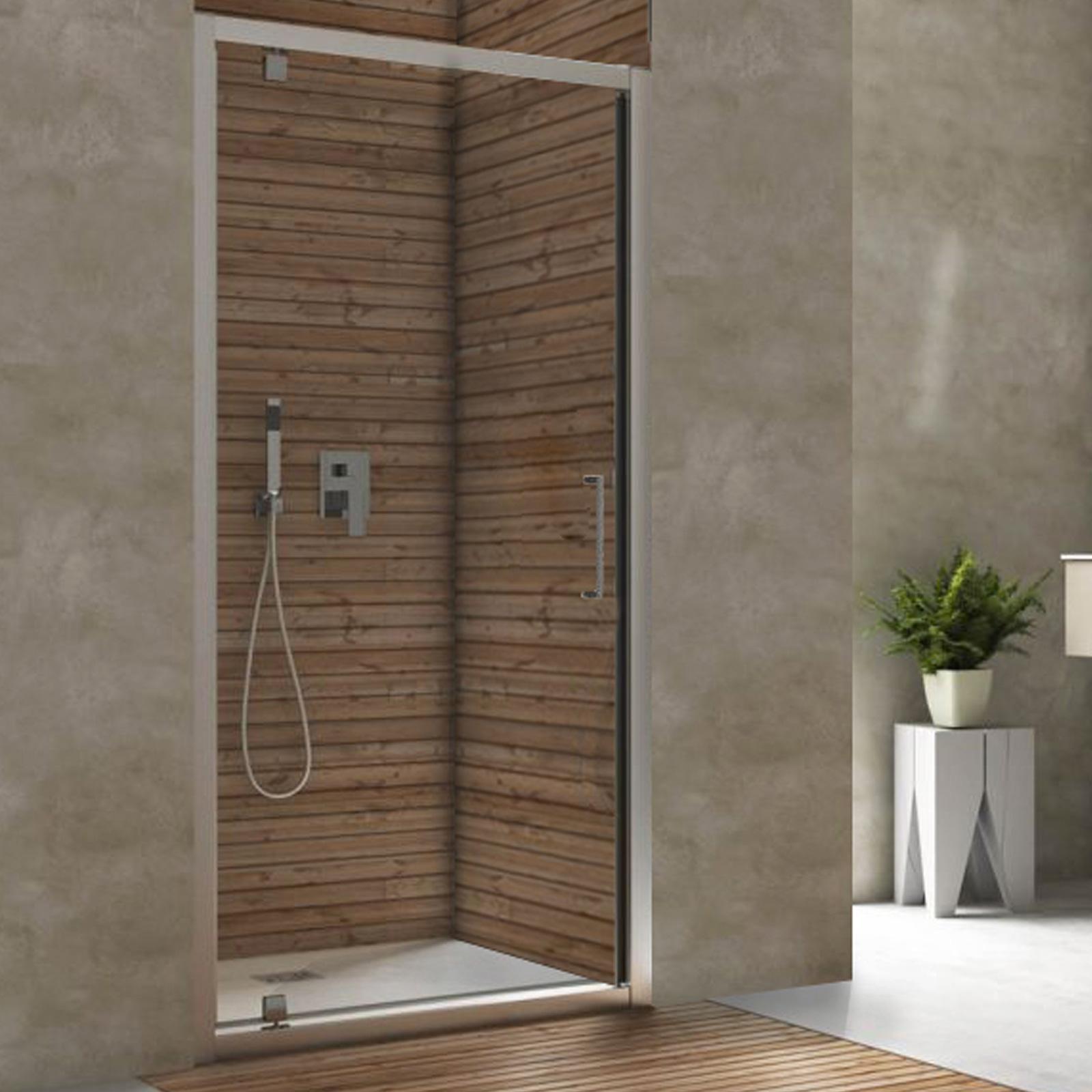 Porta Per Hammam/Bagno Turco Trasparente 70x190 Cm, Telaio Alluminio, Vetro Temperato 8 Mm
