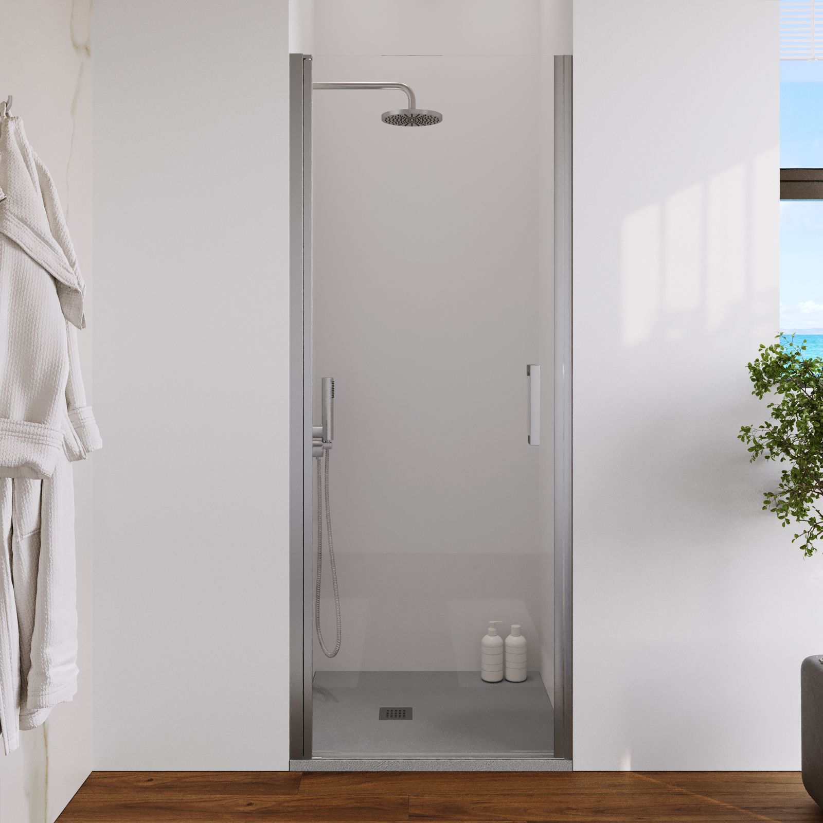 Porta doccia battente 80 cm per nicchia vetro temperato trasparente 8 mm  anticalcare - Artego