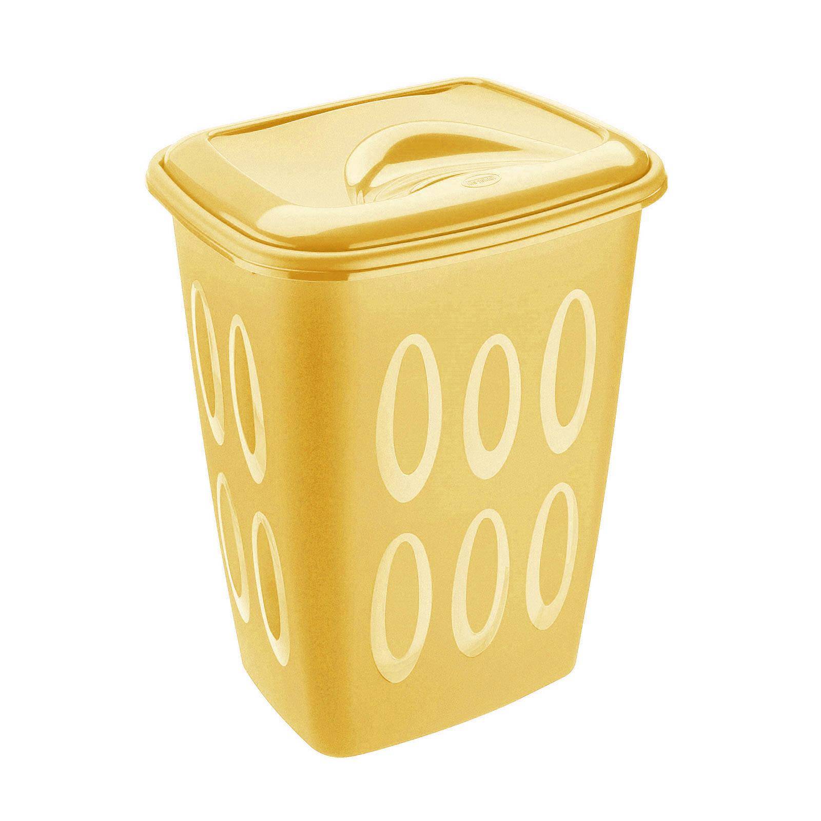 Portabiancheria ambra in plastica senza fori con coperchio 45 litri