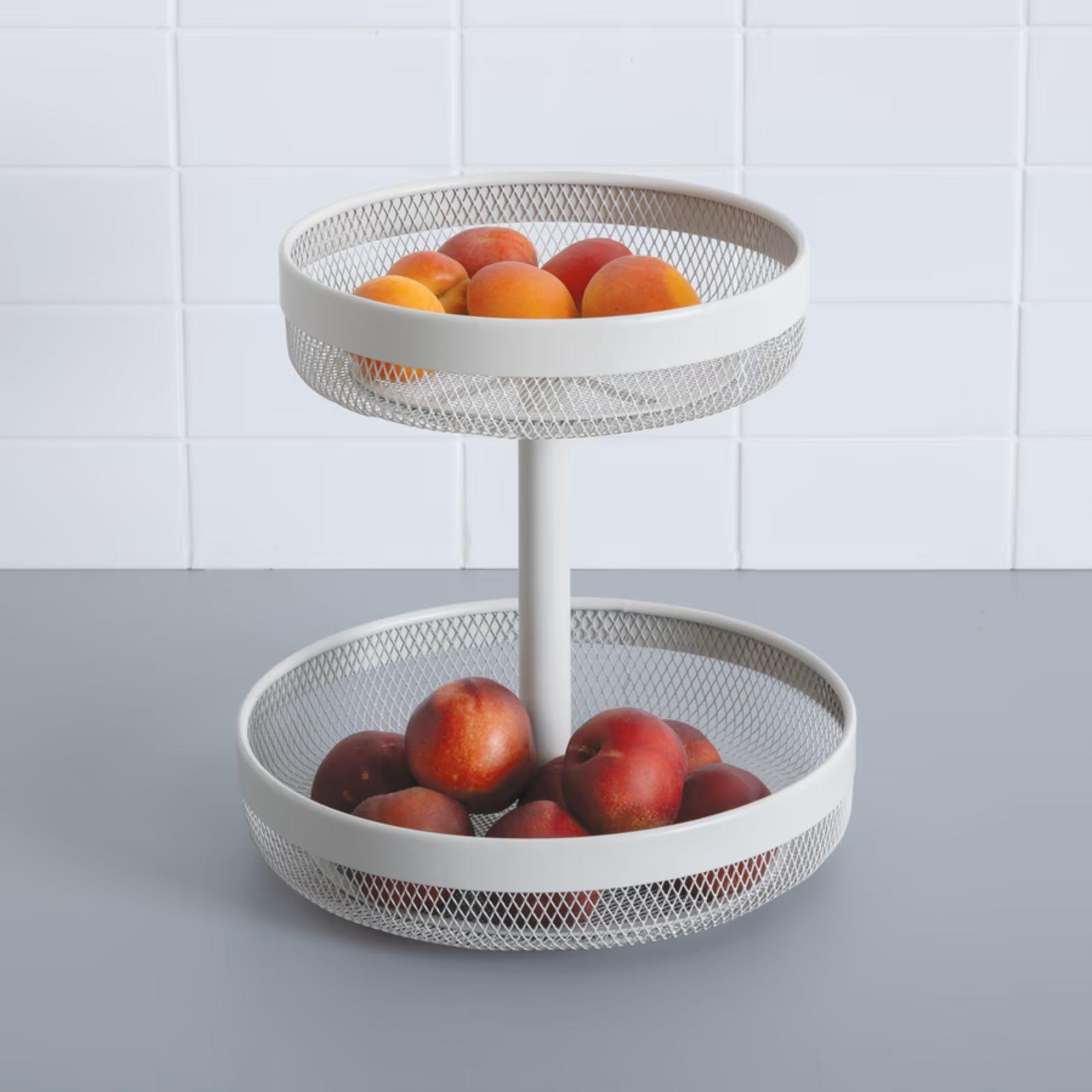 Portafrutta A 2 Piani In Ceramica Bianca: Salvaspazio, Design Elegante E Regalo Perfetto