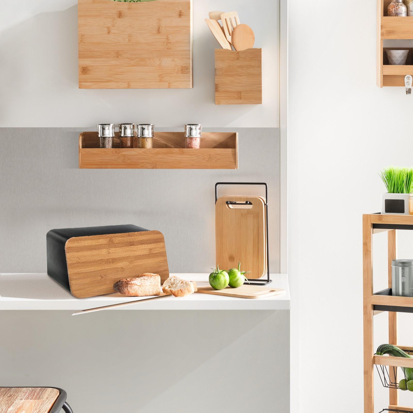 Contenitore per pane da cucina E-far in metallo con coperchio in bambù