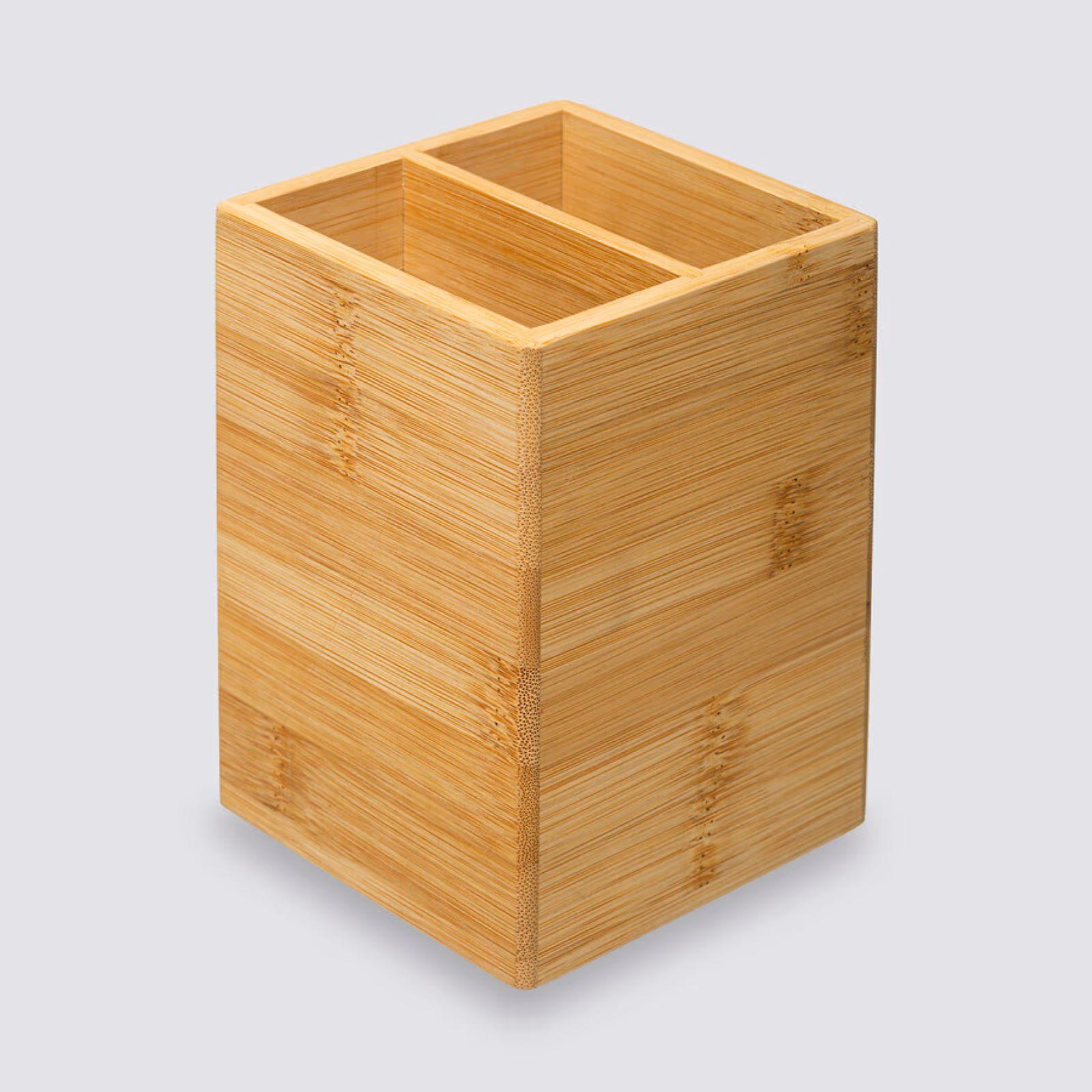 Nakass Portaposate in bambù, 4 pezzi, in legno, organizer per utensili da cucina, portaposate per decorazione da tavolo da pranzo, portaposate con base in legno, organizer da cucina