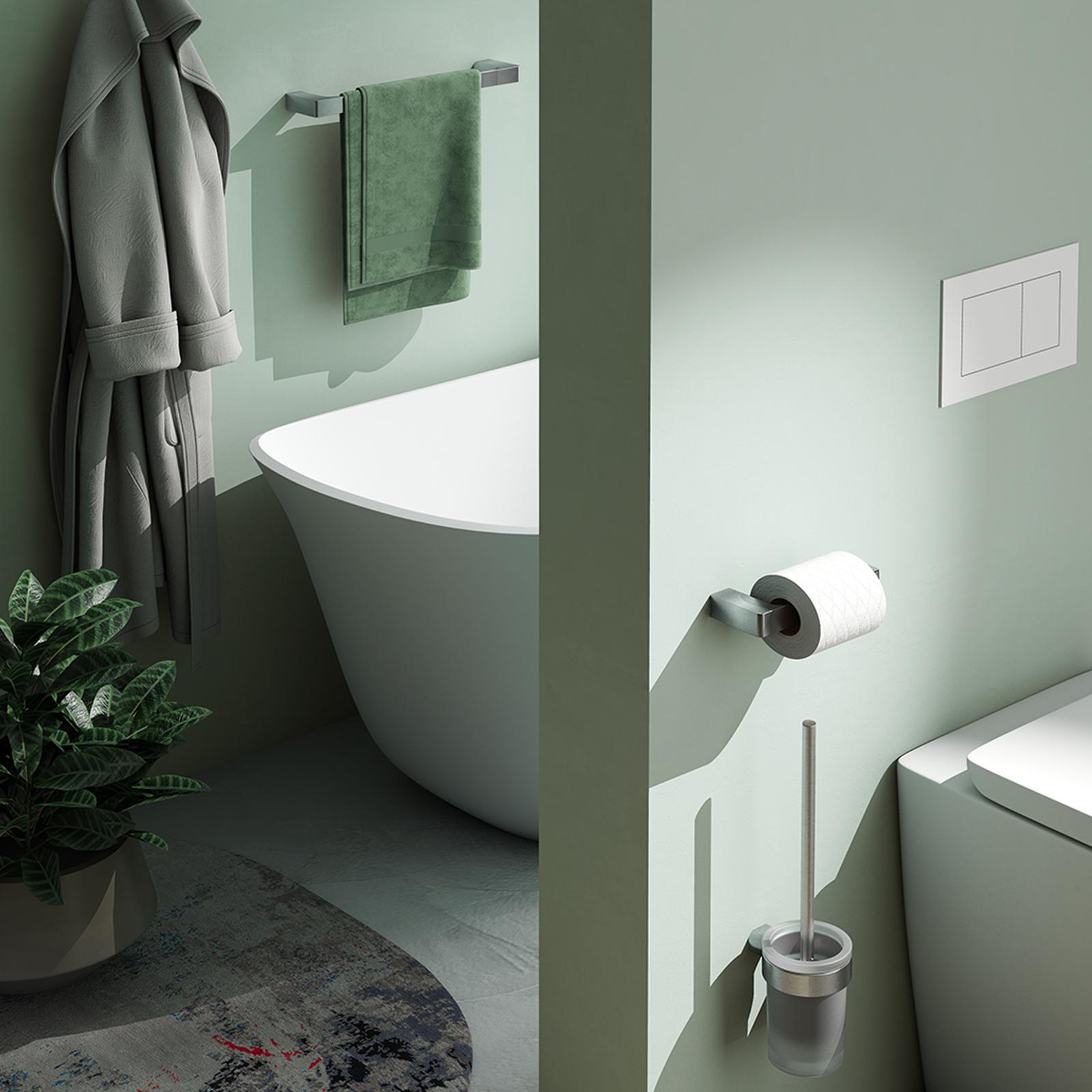 Portarotolo Da Bagno Flybath In Acciaio Inox 304 - Montaggio A Parete Argento Spazzolato