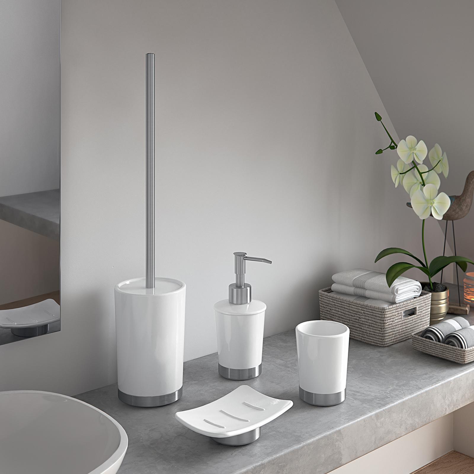 Porte-savon + Porte-brosse à Dents INICO – Chrome Et Céramique – Fabriqué En Italie