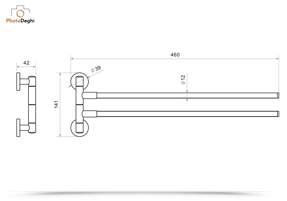 Portasciugamani a Due Bracci in Acciaio Inox,34,3 cm Portasciugamano Senza Foratura,Porta Asciugamani a 2 Aste Girevole a 180°,Portasalviette da