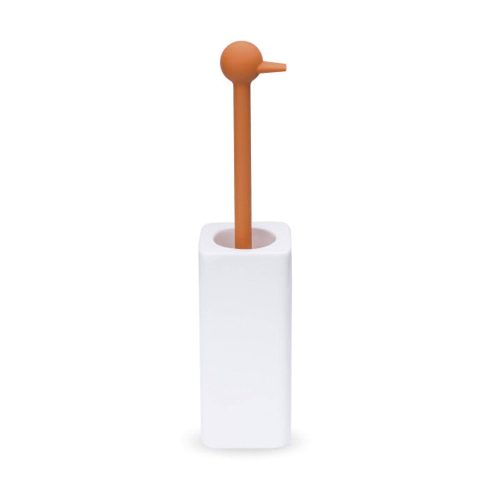 Portascopinoda appoggio ceramica bianca manico in silicone arancione - Baston  di Lineabeta