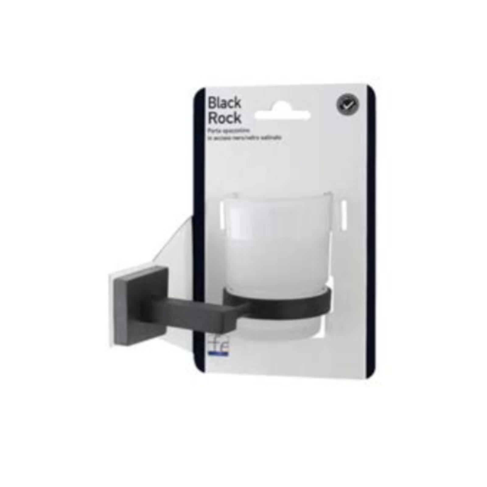 Emco Loft Portaspazzolino Doppio Da Parete – 2 Bicchieri In Cristallo E Alluminio Nero Opaco – 18 Cm