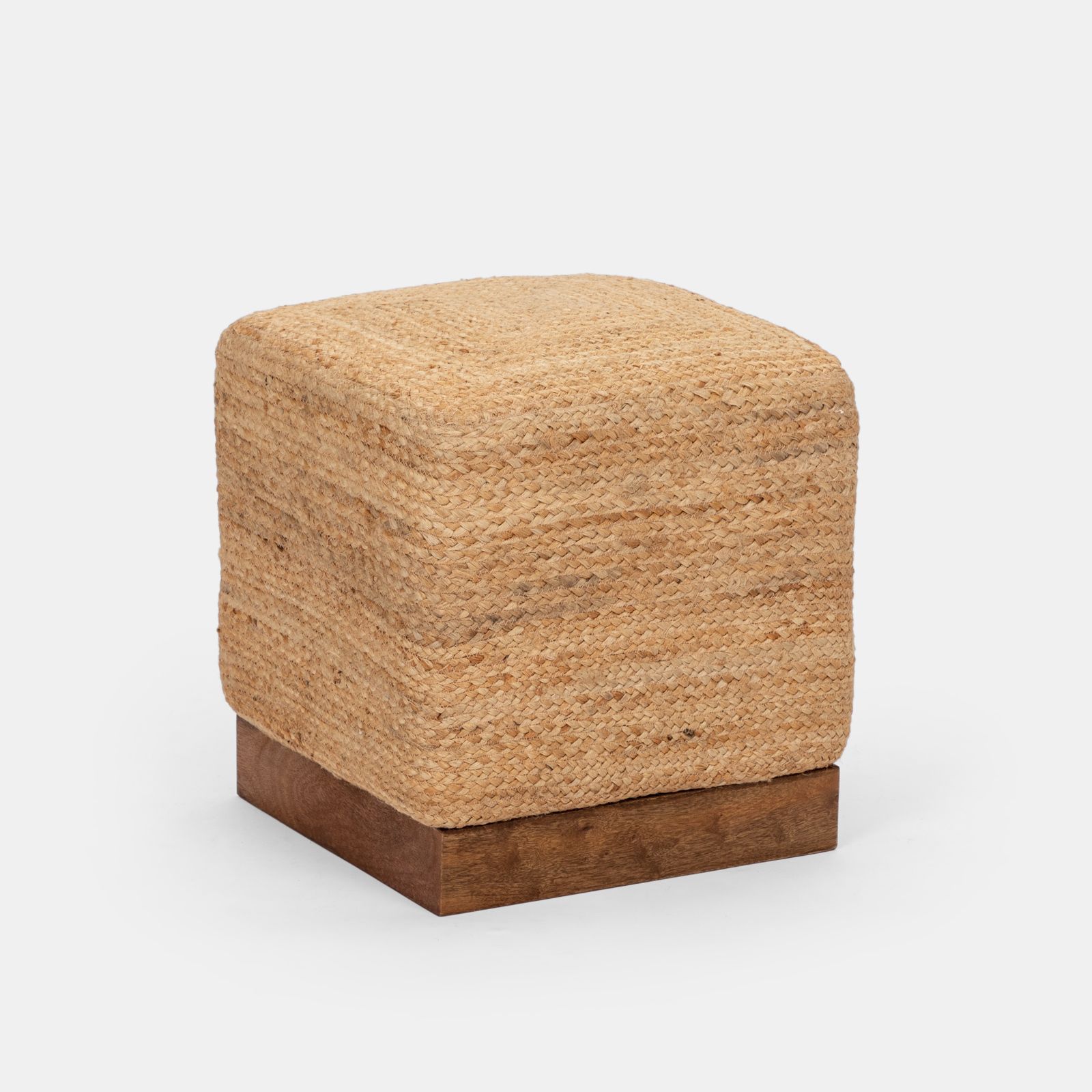 Pouf in Pelle, Cubo, Brunito, 38x38x38 - Jute&Co.