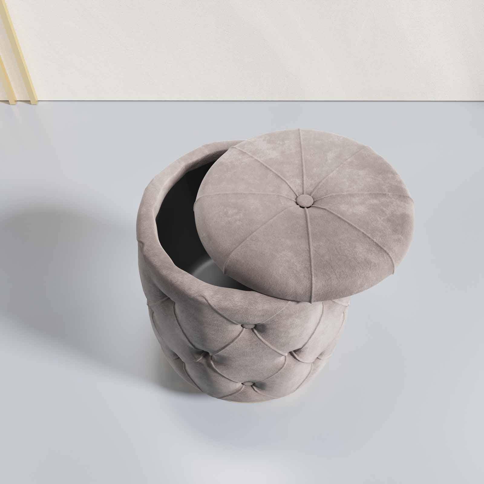 Pouf Contenitore in velluto Grigio chiaro – Declea