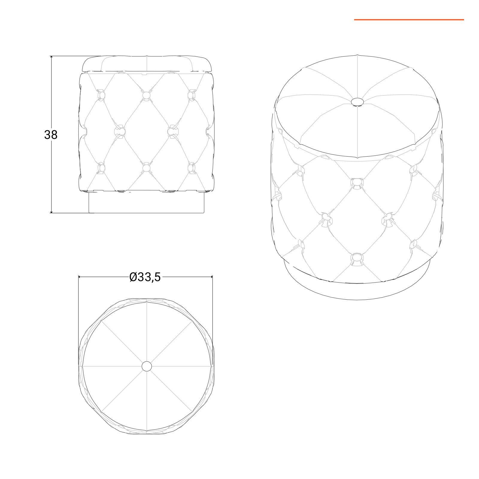 Pouf in velluto blu e grigio con maniglia in ecopelle, cm 38x32.5x43, Con  imballo rinforzato