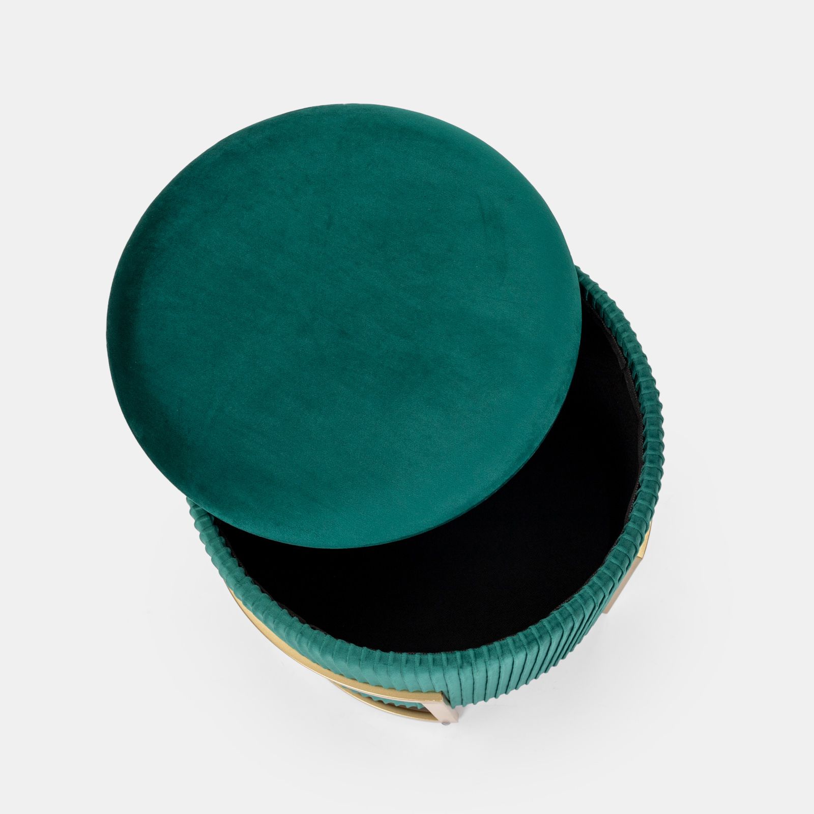 Pouf Contenitore in Velluto Verde Ø38x44cm+ø33x38cm, Poliestere – Cepi