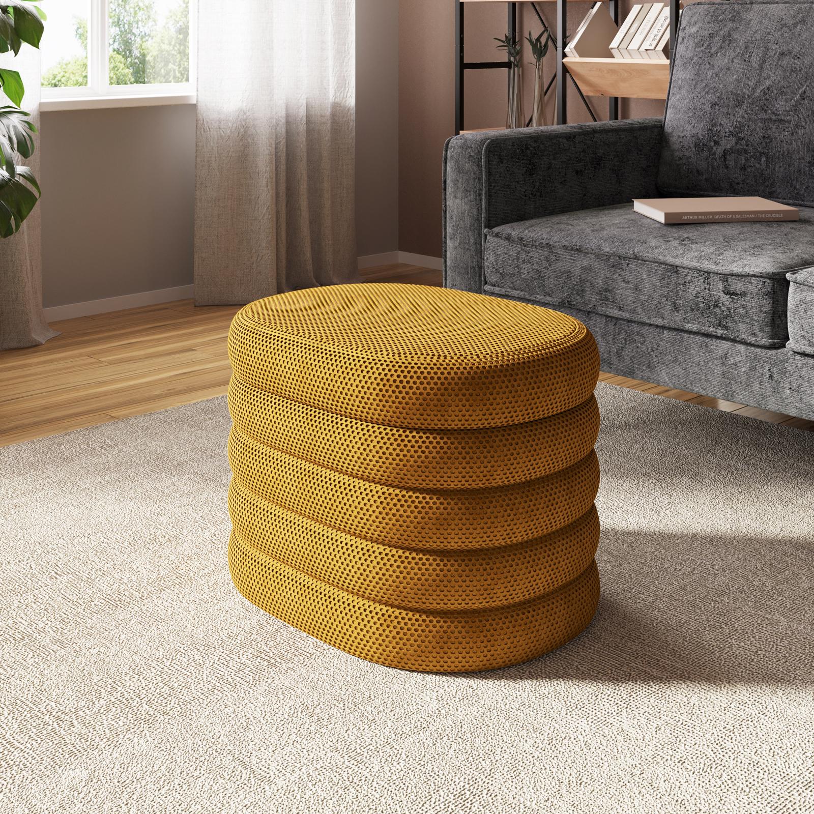 Pouf contenitore 59x45 cm in tessuto mesh giallo ocra Delmar