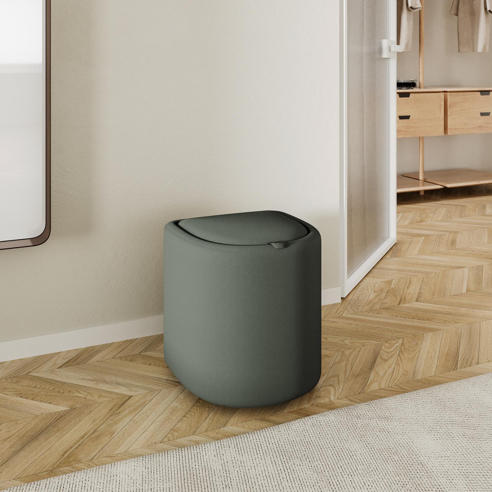 Pouf contenitore con vassoio 42 cm in microfibra verde bosco Cohen