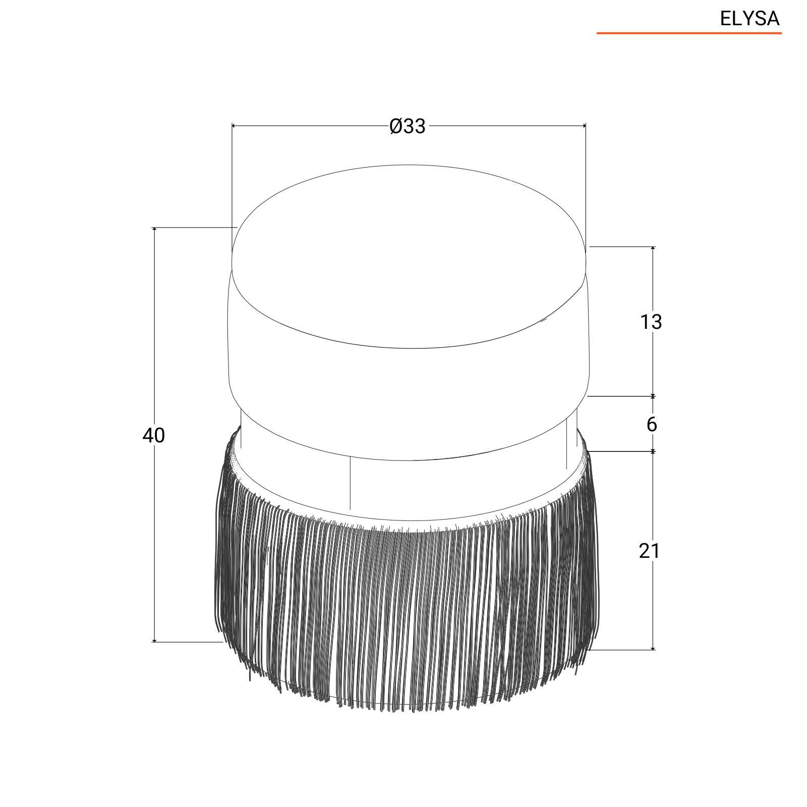 Pouf contenitore 33 cm in velluto grigio con anello centrale dorato - Elysa