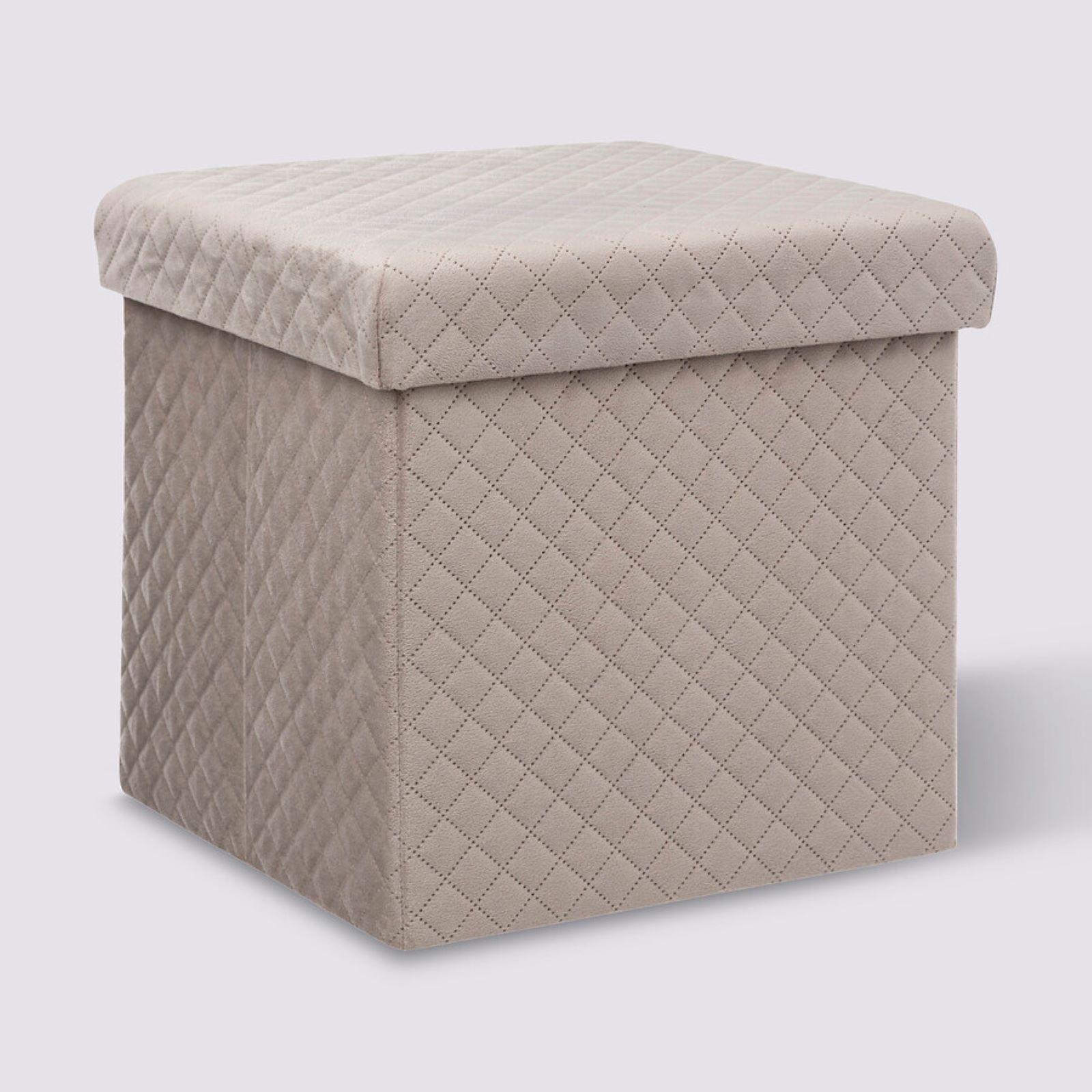 POUFF CONTENITORE CM 45X45 H. 47 IN ECOPELLE TORTORA