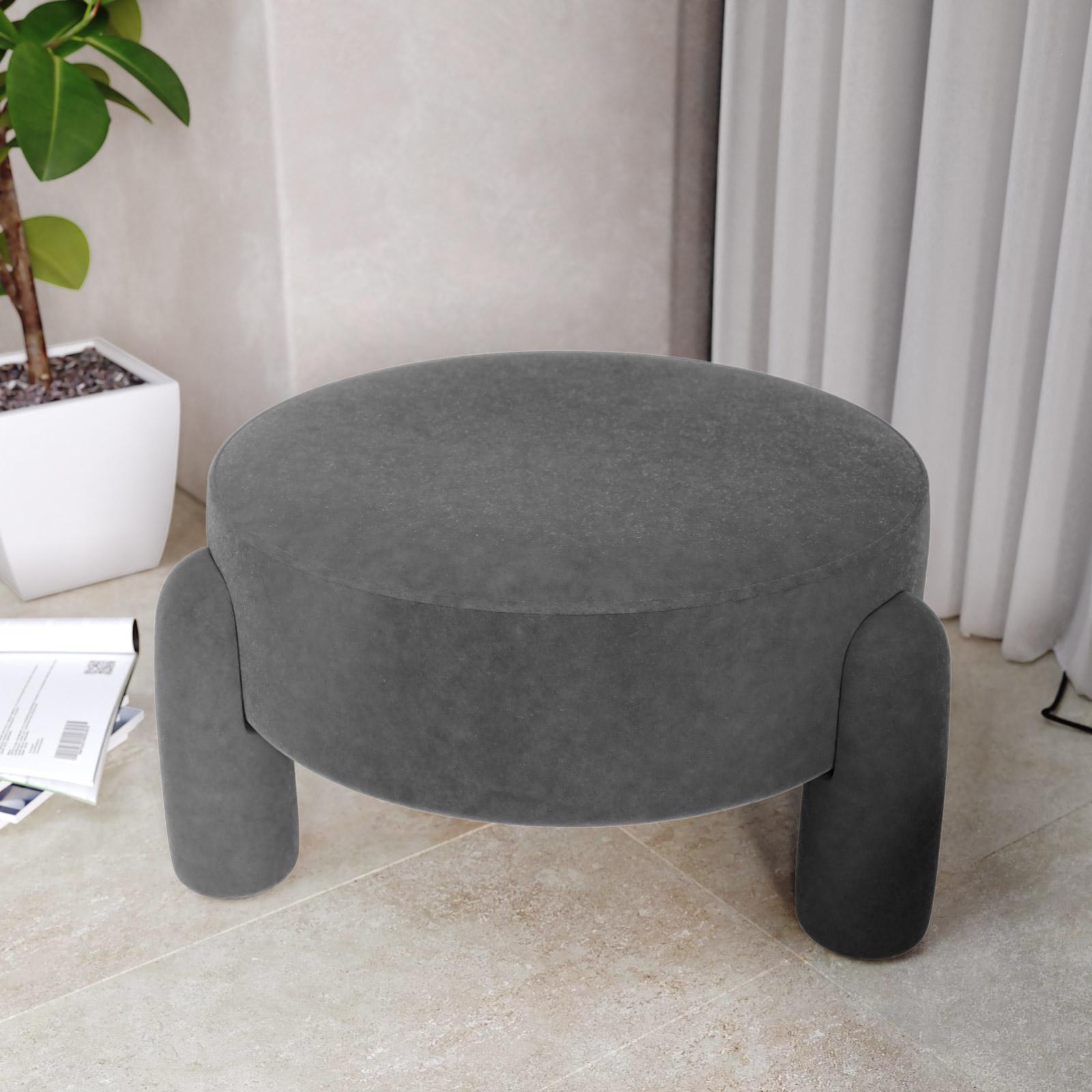 Pouf LILIBET Totò Piccinni - Grigio Scuro, Tessuto Anti Macchia, Struttura Legno | 63x42x46 Cm - Foto 11