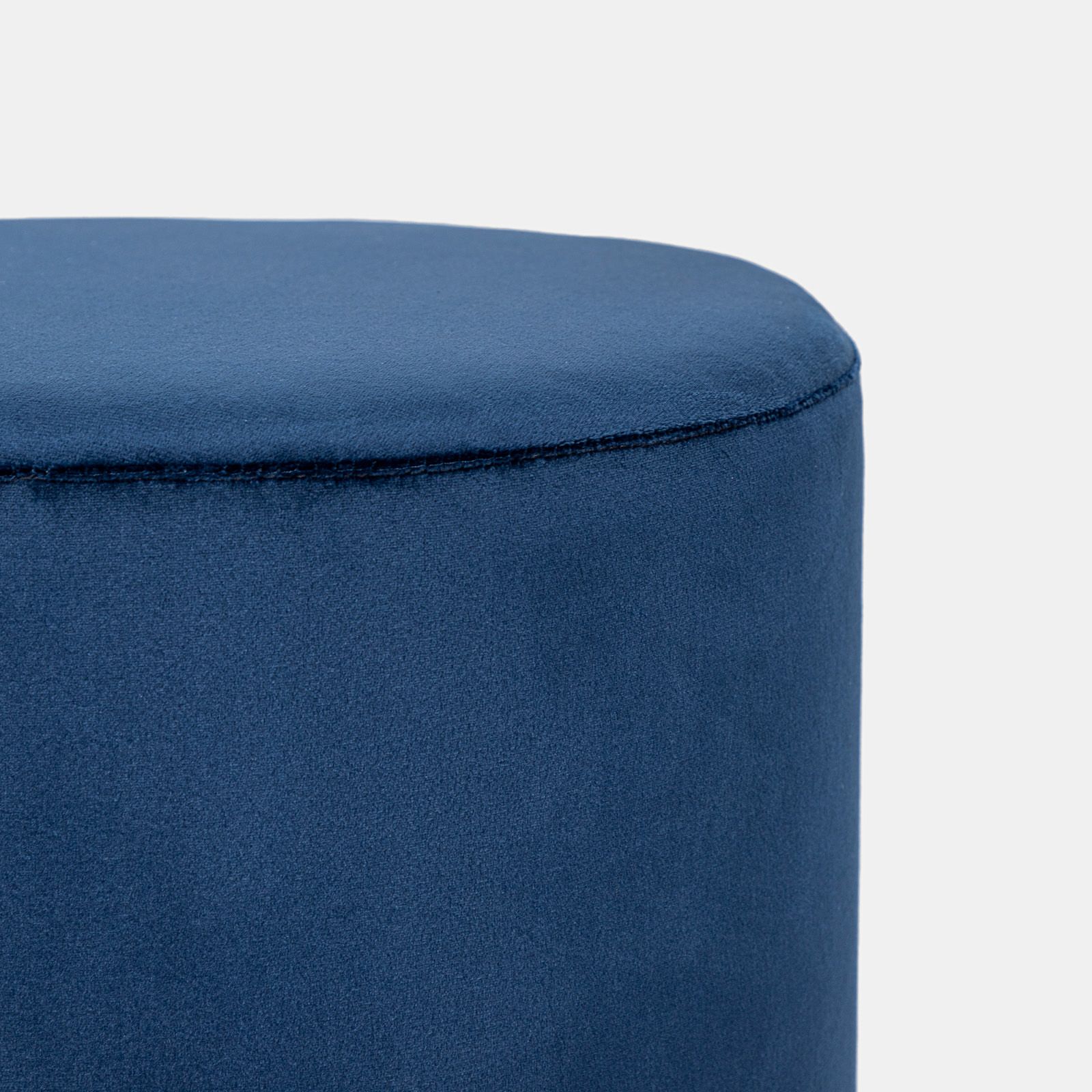 Pouf 35 cm effetto velluto blu notte base oro - Elenor