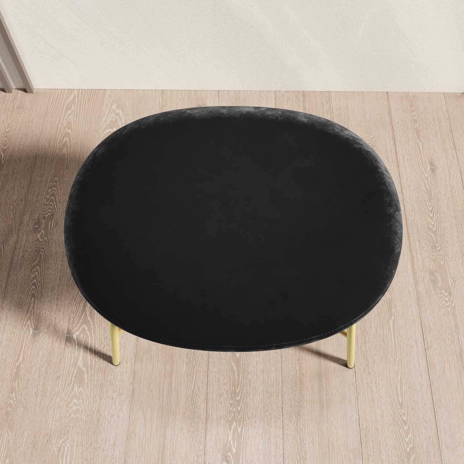 Pouf 44 cm in velluto nero con gambe dorate - Susanna