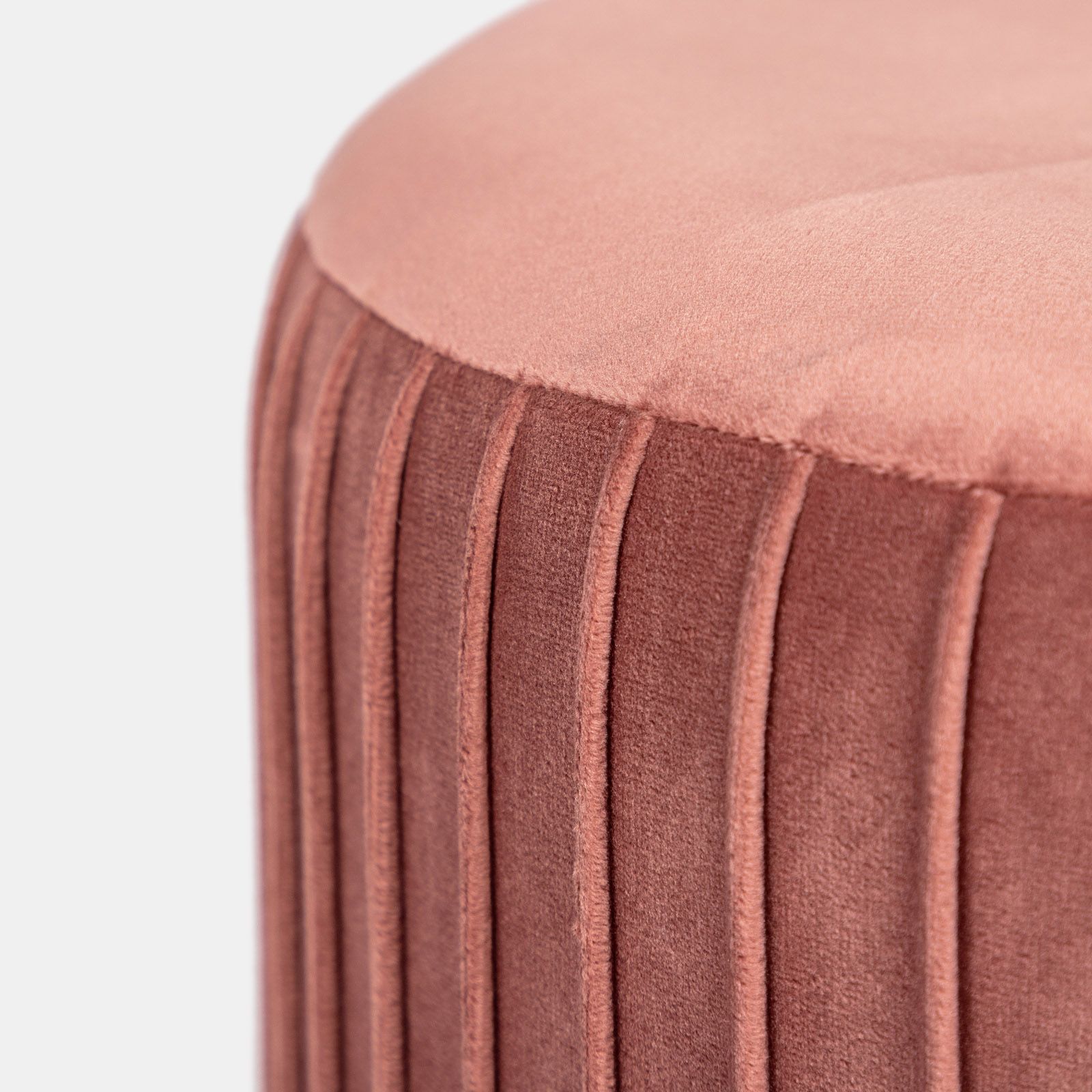 Pouf contenitore 56 cm con vassoio in velluto rosa antico - Gildas