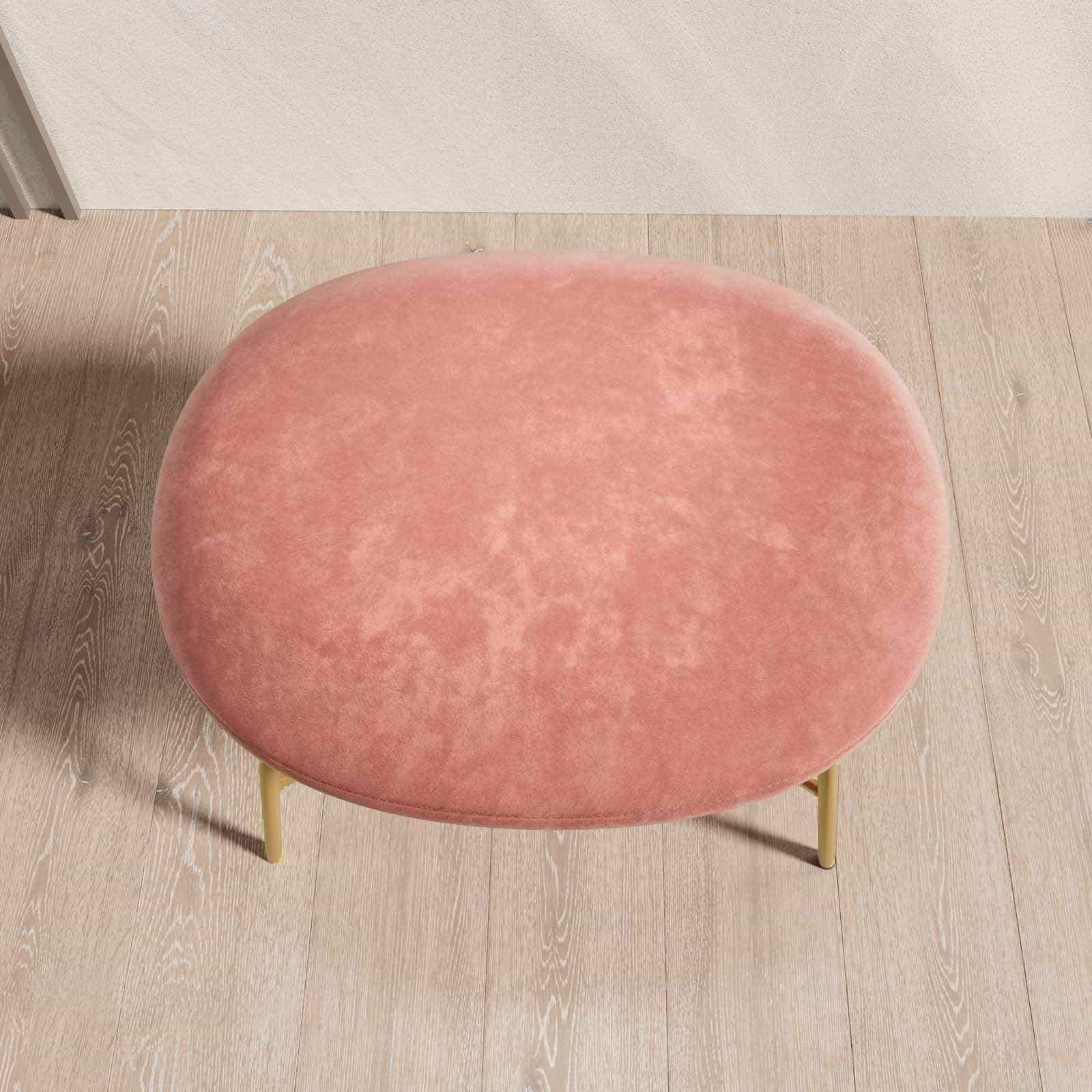 Pouf 44 cm in velluto rosa con gambe dorate - Susanna