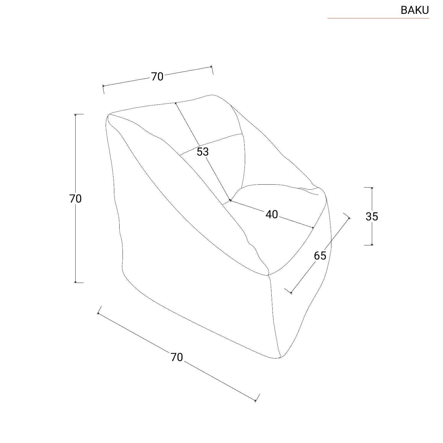 Pouf poltrona a sacco in tessuto olefin grigio fumo - Baku