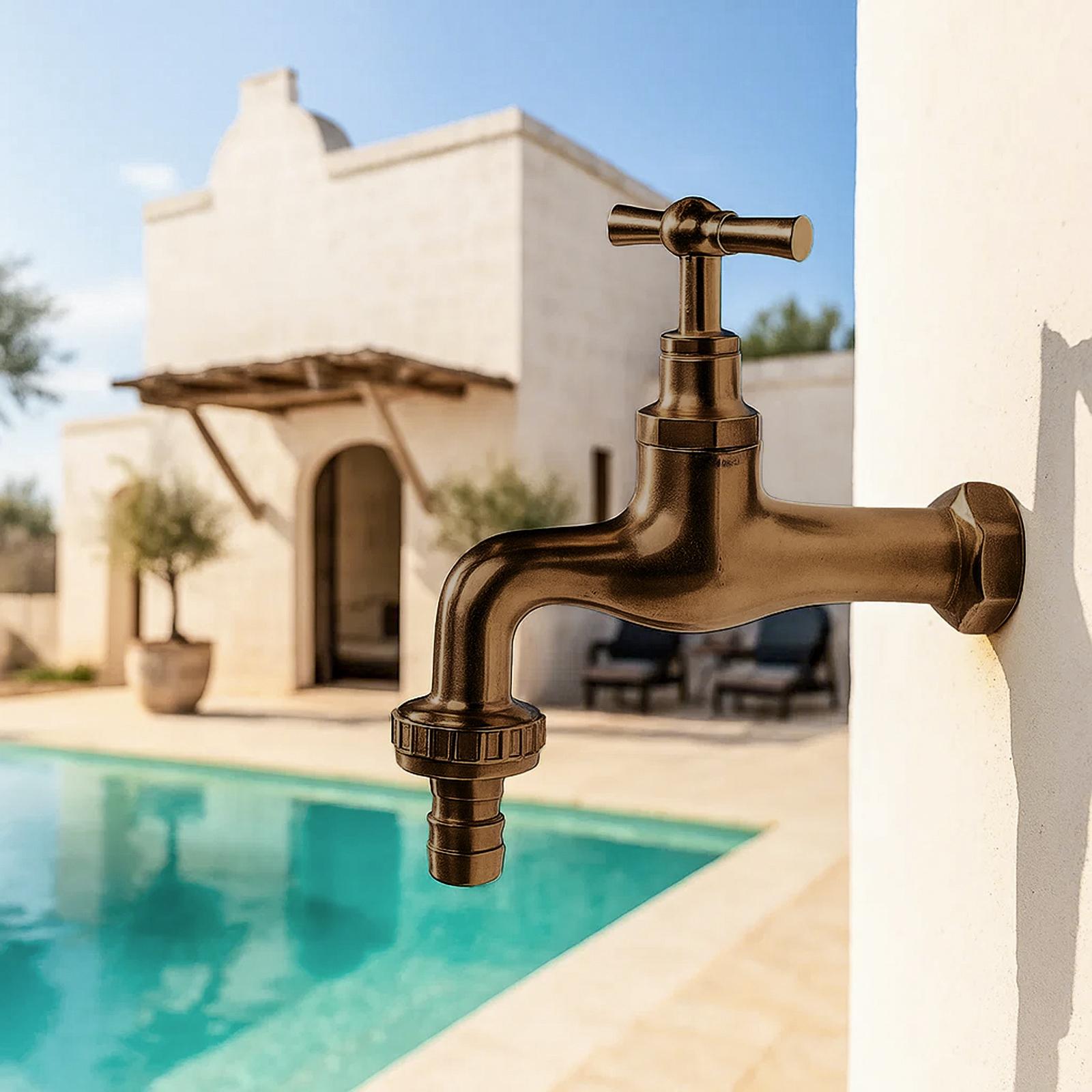 Rubinetto Lavatrice Stile Vintage In Bronzo Antico - Per Esterni, Giardino E Piscina - Foto 8