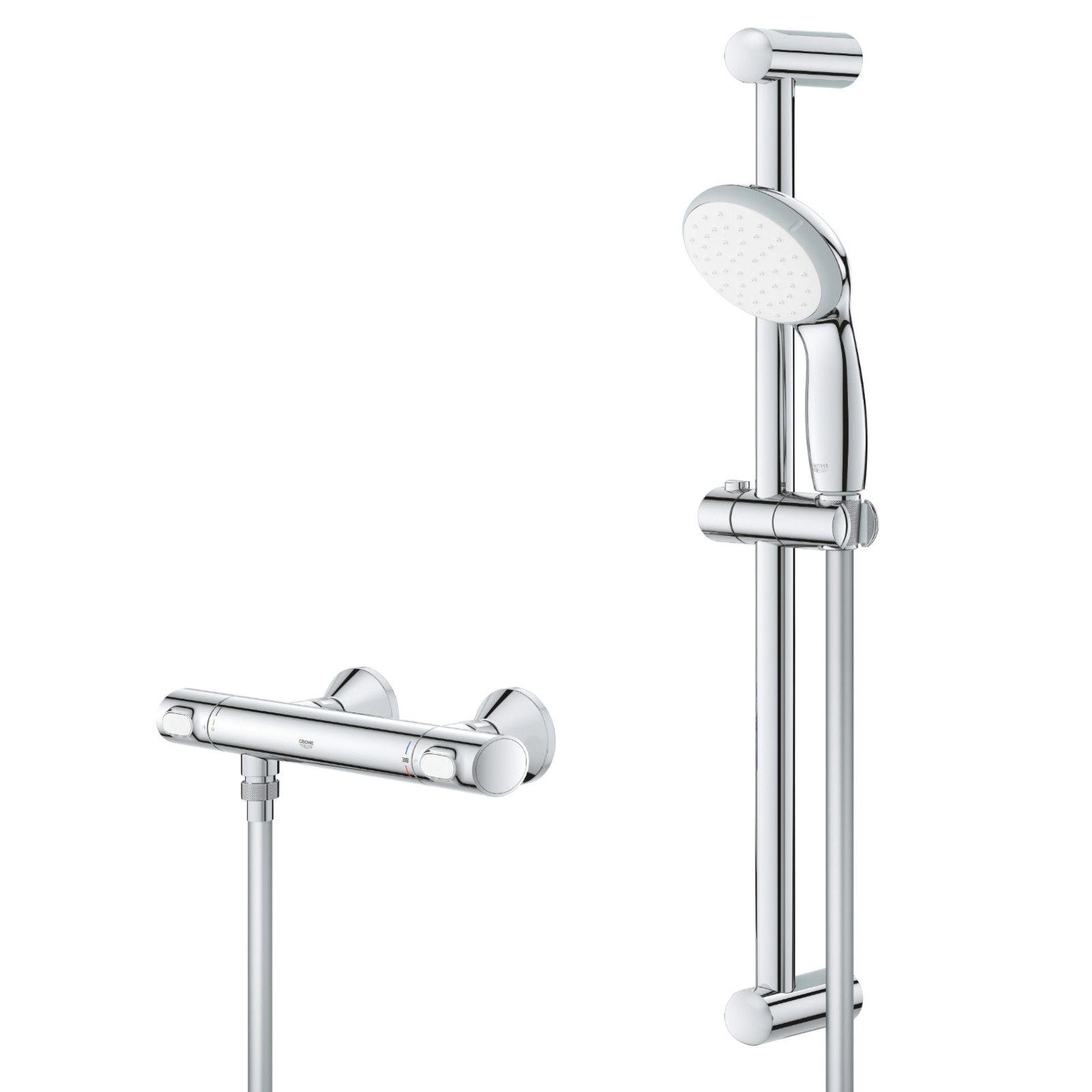 SALISCENDI GROHE, VITALIO RAIN, DOCCIA Ø 130 MM CON 3 GETTI, FLESSIBILE,  FINITURA CROMO, SANITARI - Ottimax