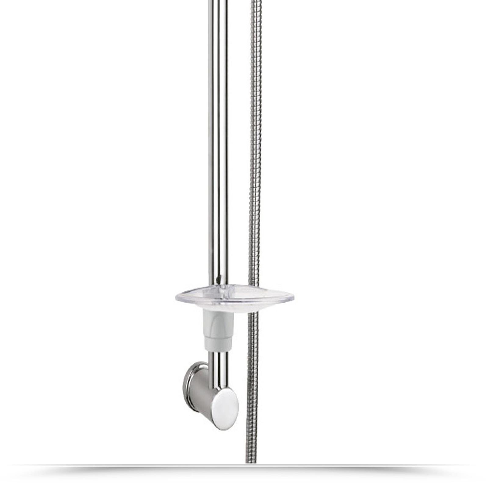 ENKI Asta Saliscendi Per Doccia Con Doccetta E Portasapone - Cromata, 61 Cm, In Acciaio Inox, Facile Da Montare