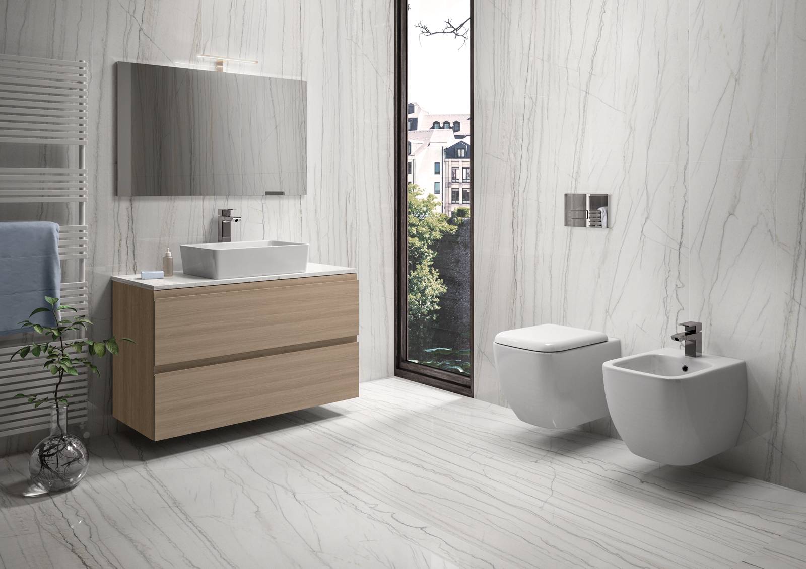 Sanitari Bagno Sospesi Easy in Ceramica Wc con Sedile e Bidet cod. 00000347