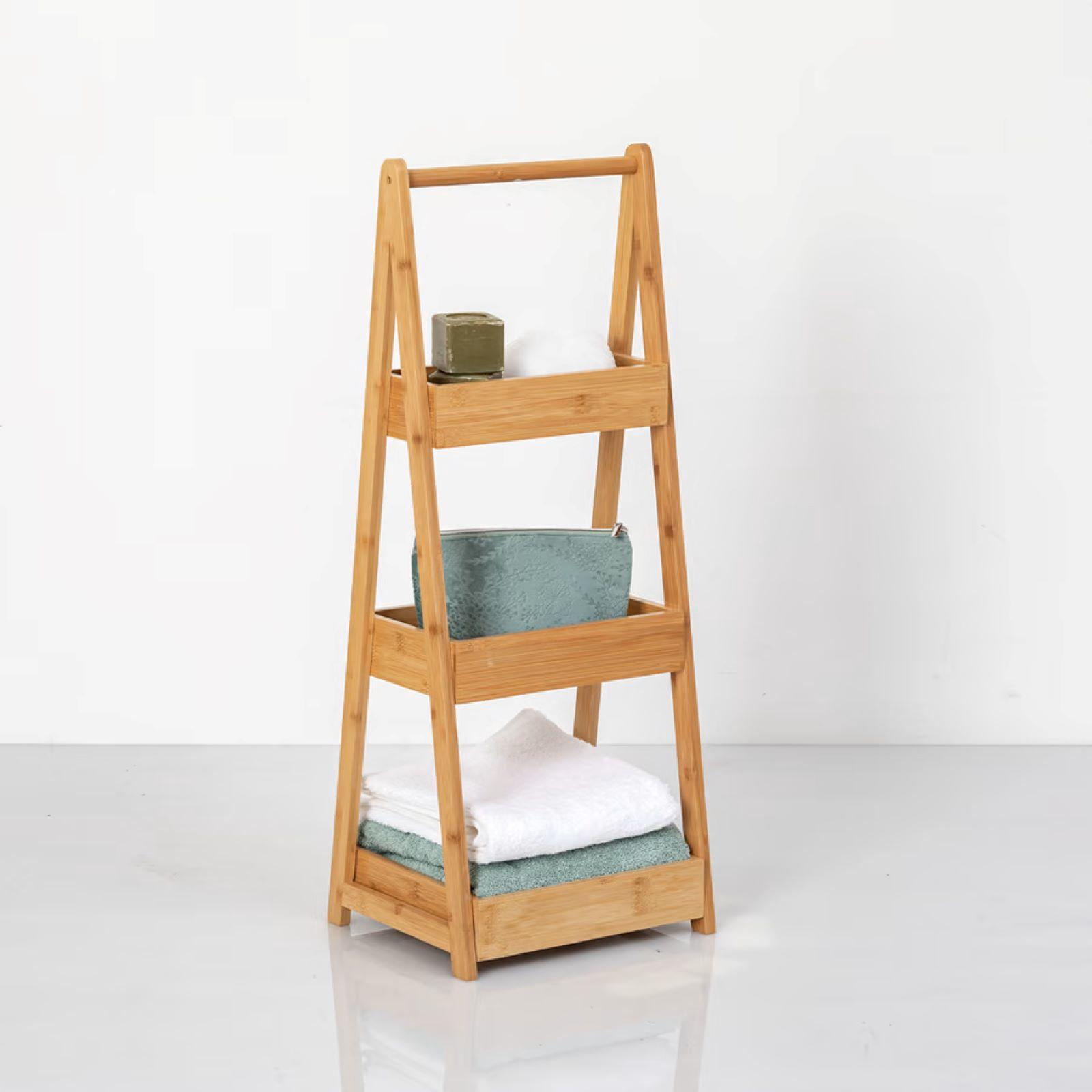 Scaffale Da Terra Per Bagno In Bambù 5 Ripiani - Deluxe, Ecologico, 35,6x25,4x109,2 Cm - 2