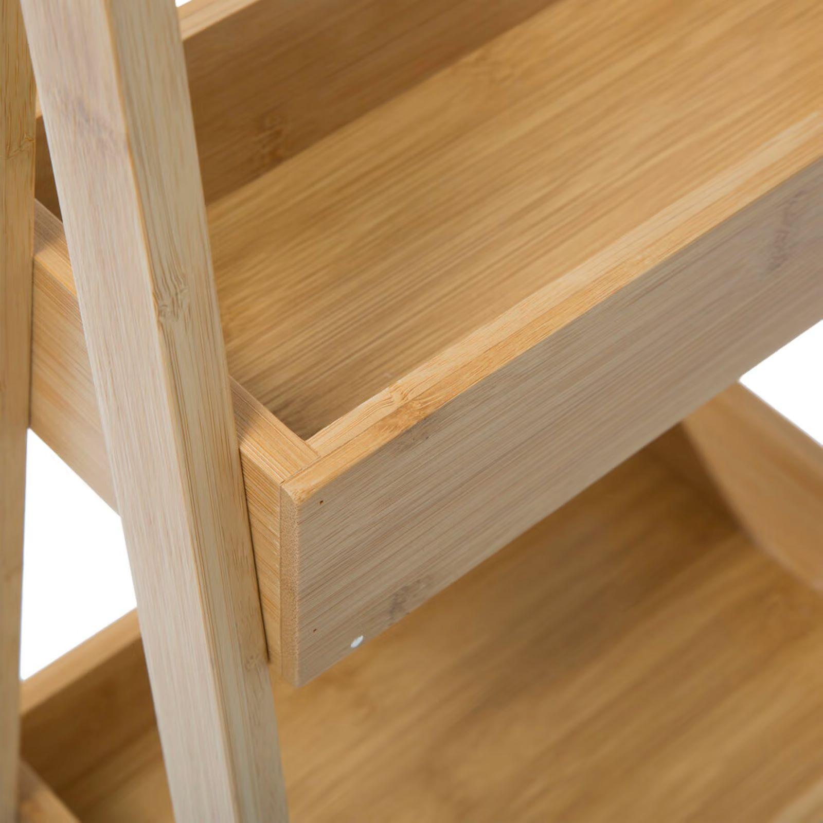 Relaxdays Scaffale Bagno In Bambù, Mobile In Legno Autoportante Con 3 Cestini, Per Cucina, HLP - 4