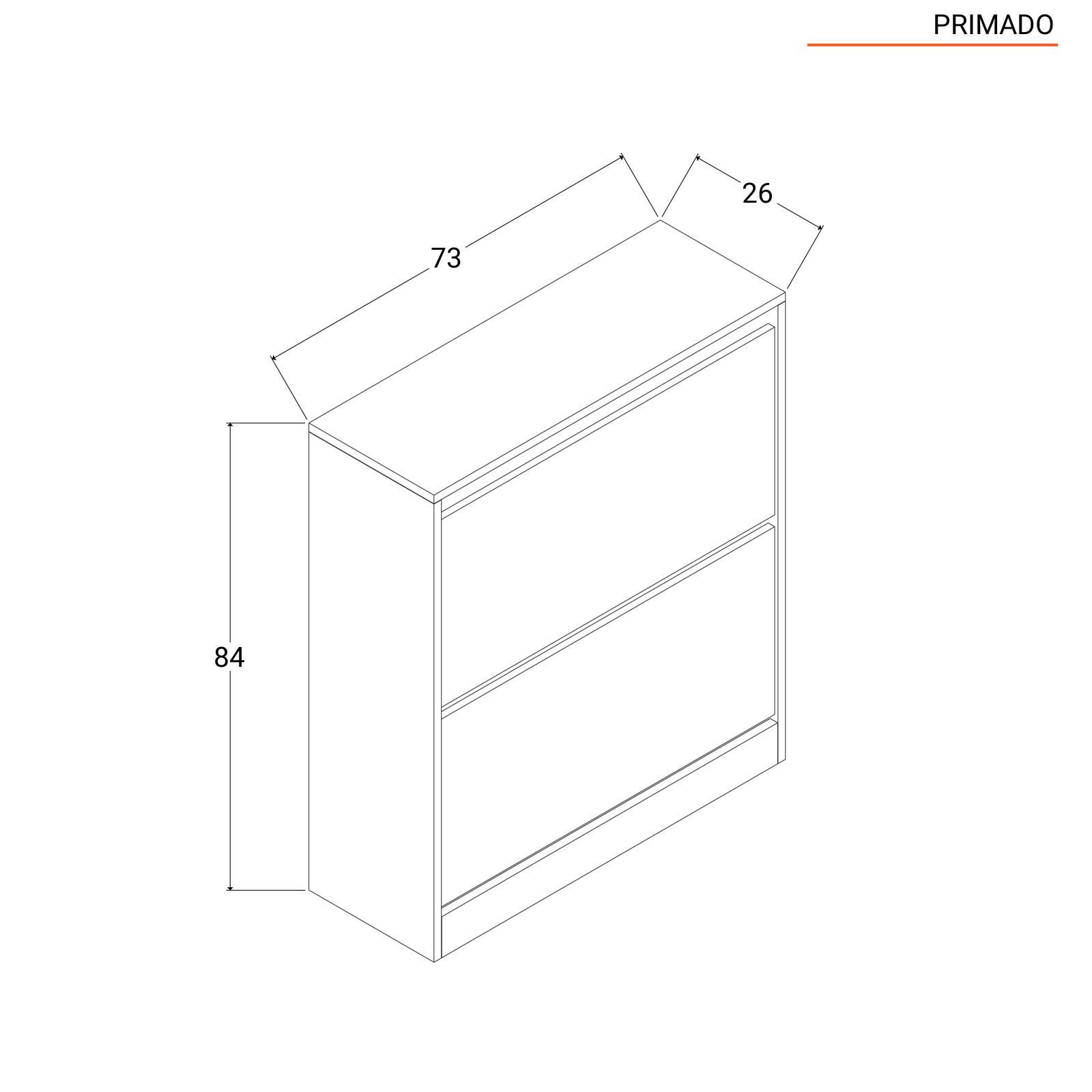 Scarpiera 73 cm 2 ante a ribalta in legno rovere latte - Primado