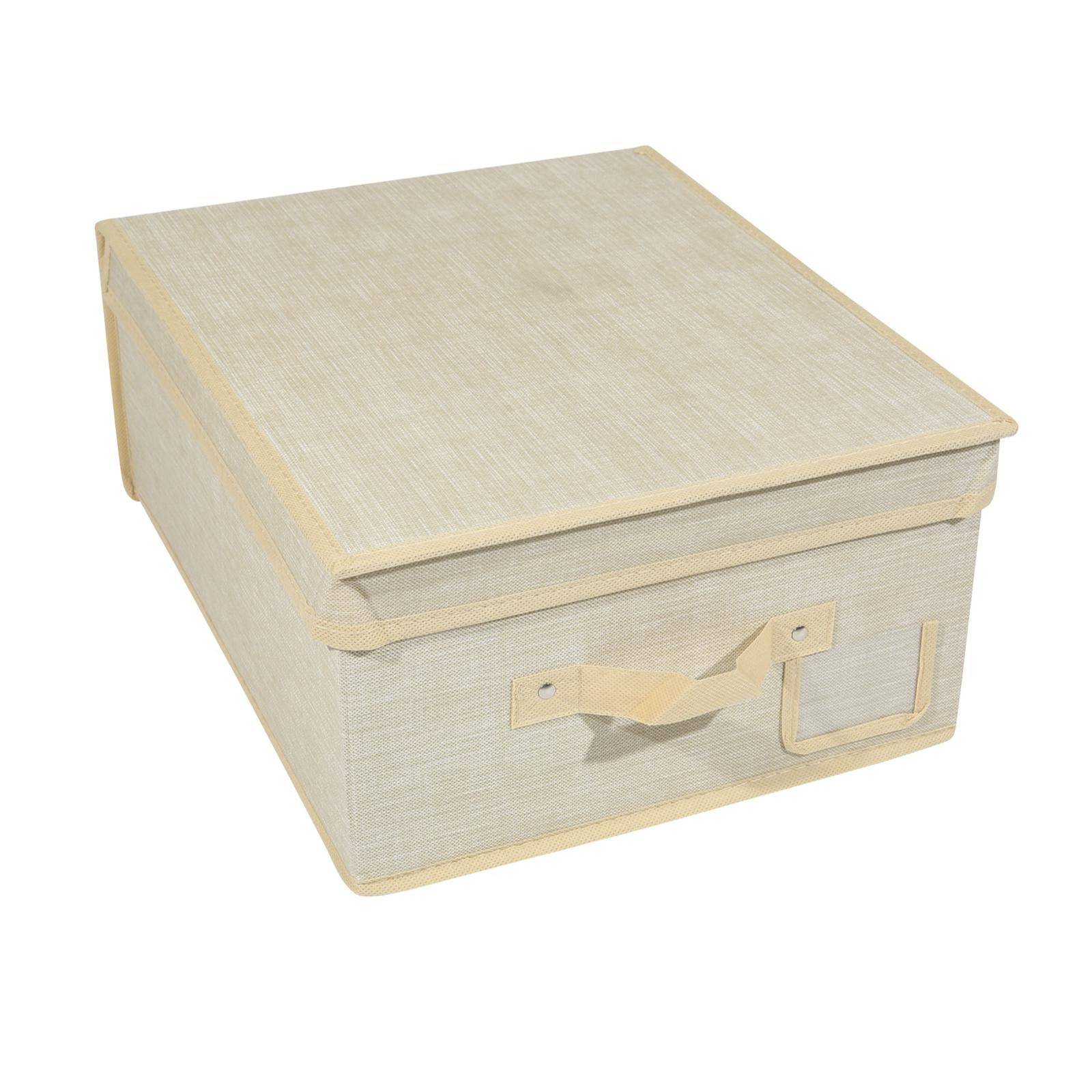 Scatola contenitore con coperchio tessuto beige per indumenti 40x30 cm