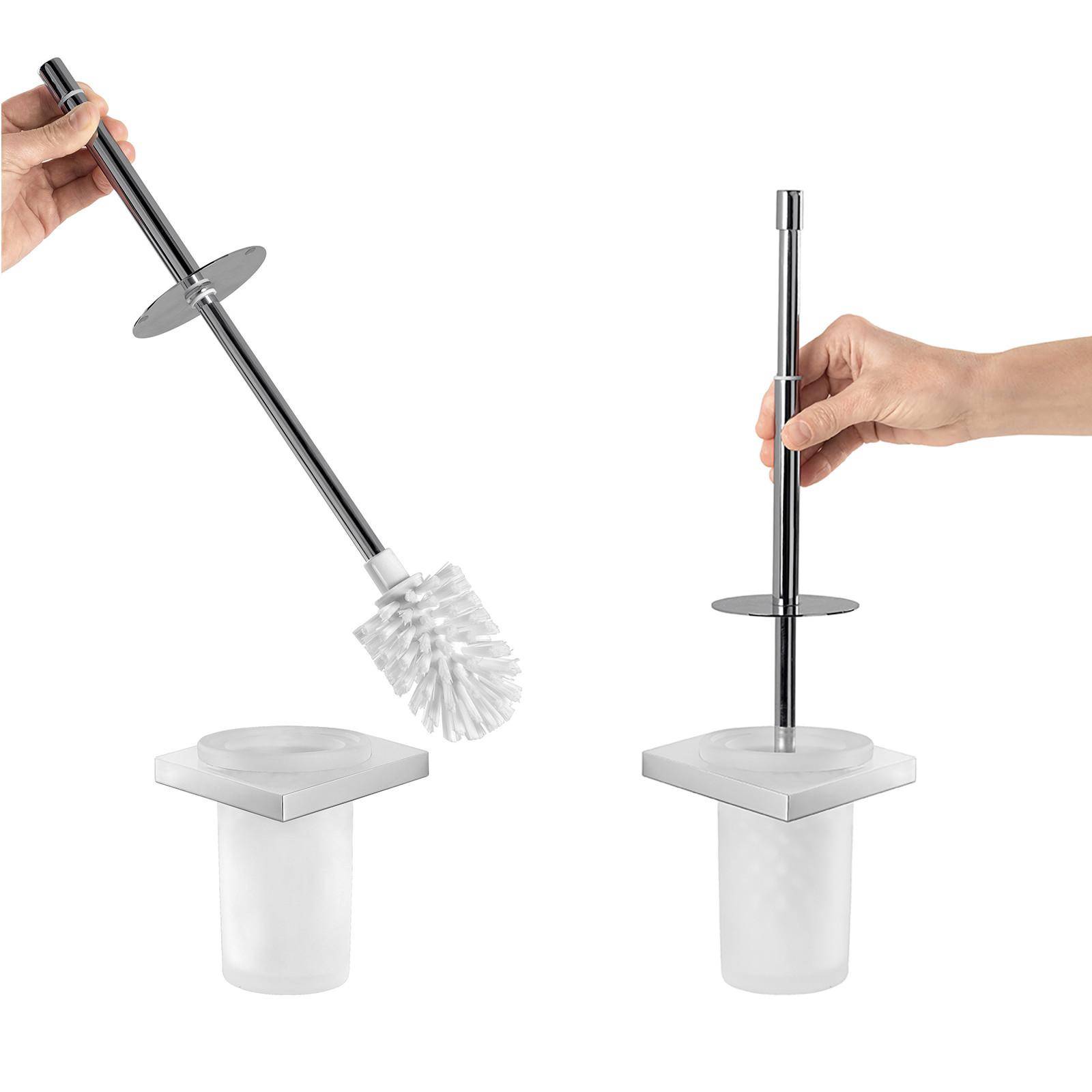 IXO Scopino Per WC In Acciaio Inox 304 Con Supporto: Confezione Da 2, Manico Lungo 43,2 Cm, Setole Dense, Design Moderno (Blu)
