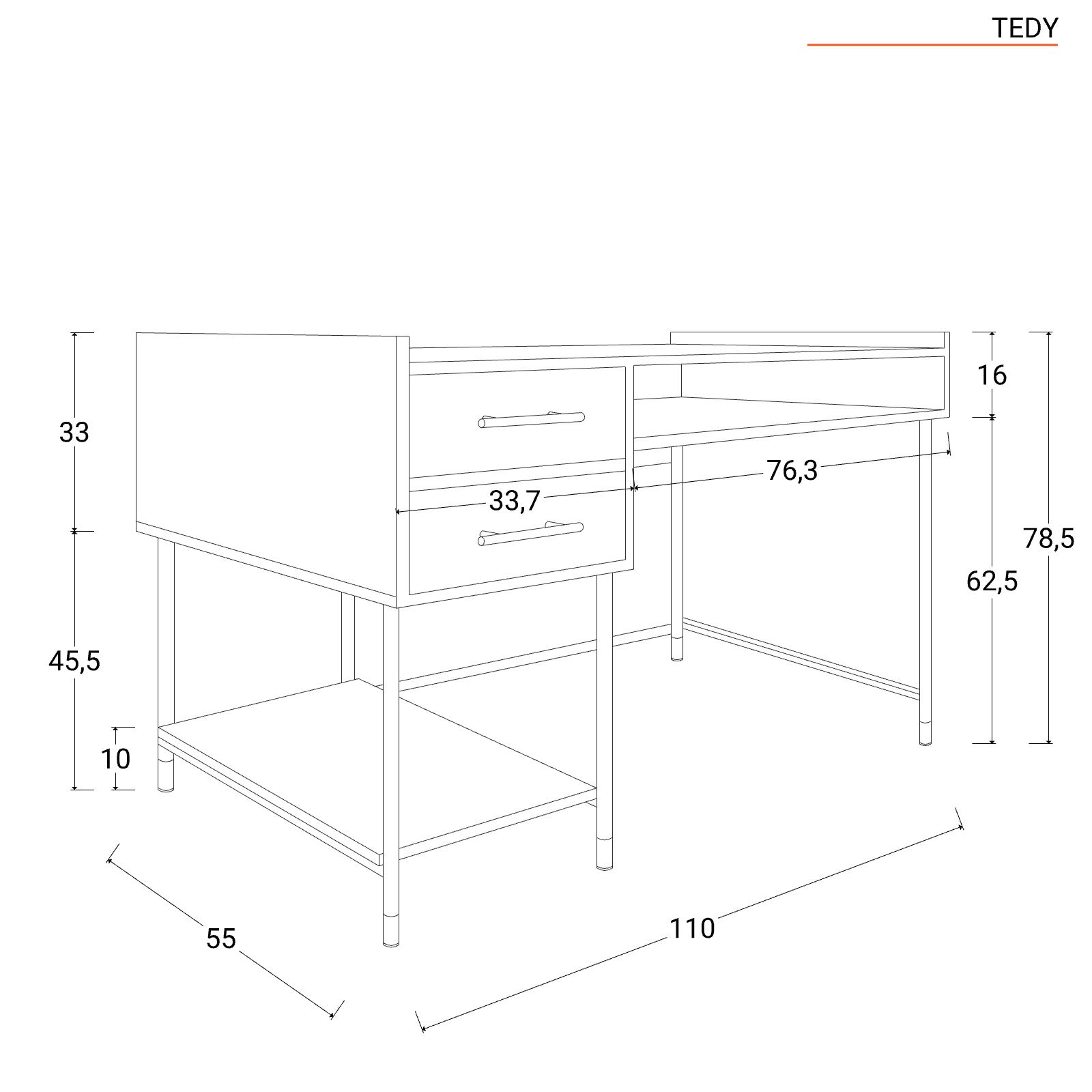 Scrivania 110x55 cm in legno nero con cassetti e inserti dorati - Kallen en  2023