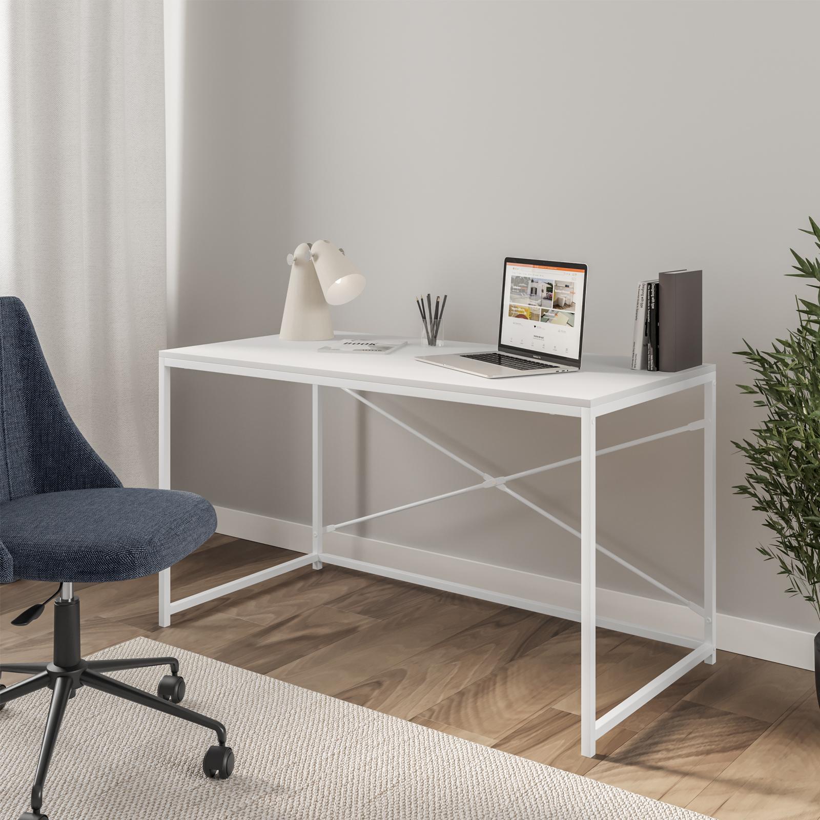 Deghi Scrivania Bianca E Grigia Scrivania 120x60 Cm Con Top In