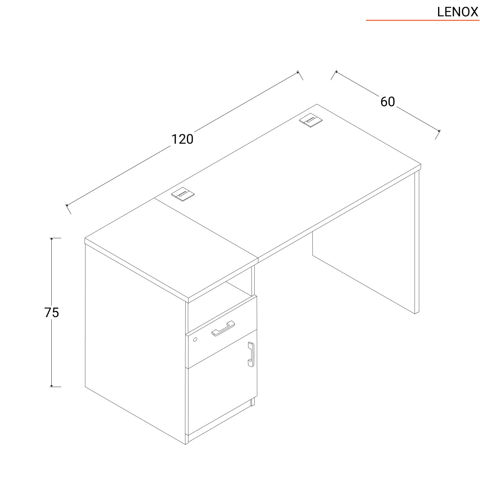 Scrivania 120x60 cm in legno bianco e rovere con cassettiera integrata -  Lenox