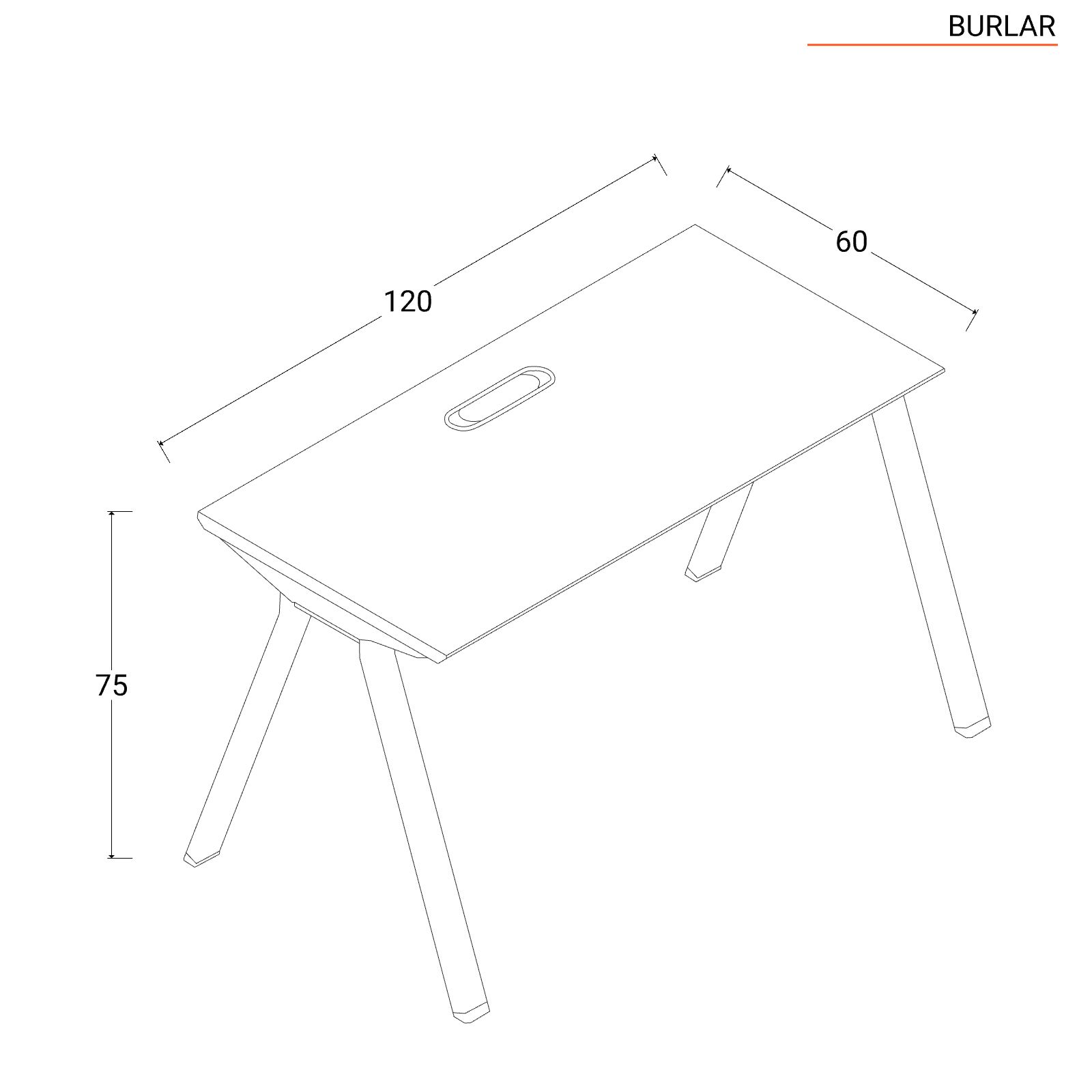 Scrivania 120x60 cm in legno bianco e gambe in metallo terracotta con  passacavi - Burlar