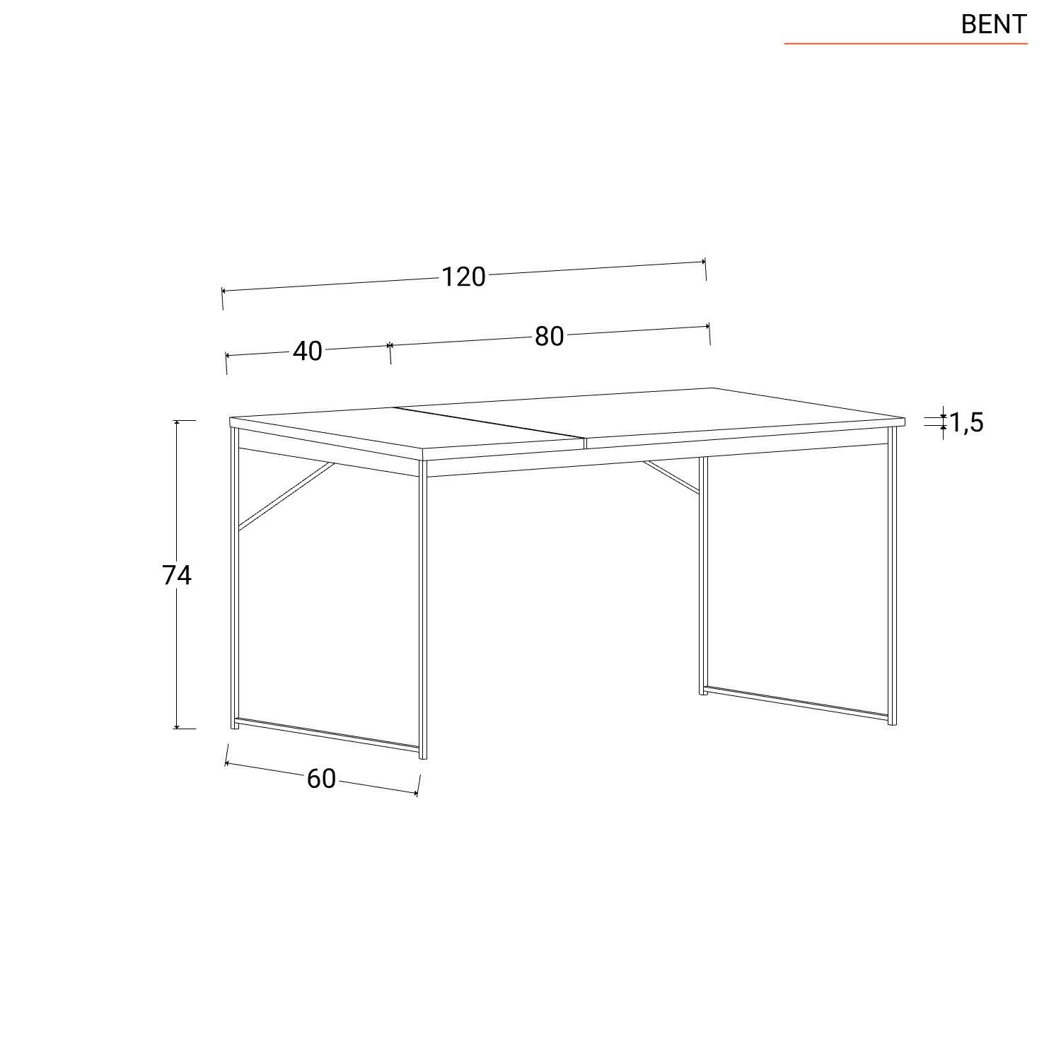 Scrivania 120x60 cm con top in legno rovere chiaro e struttura in metallo  nero - Bent