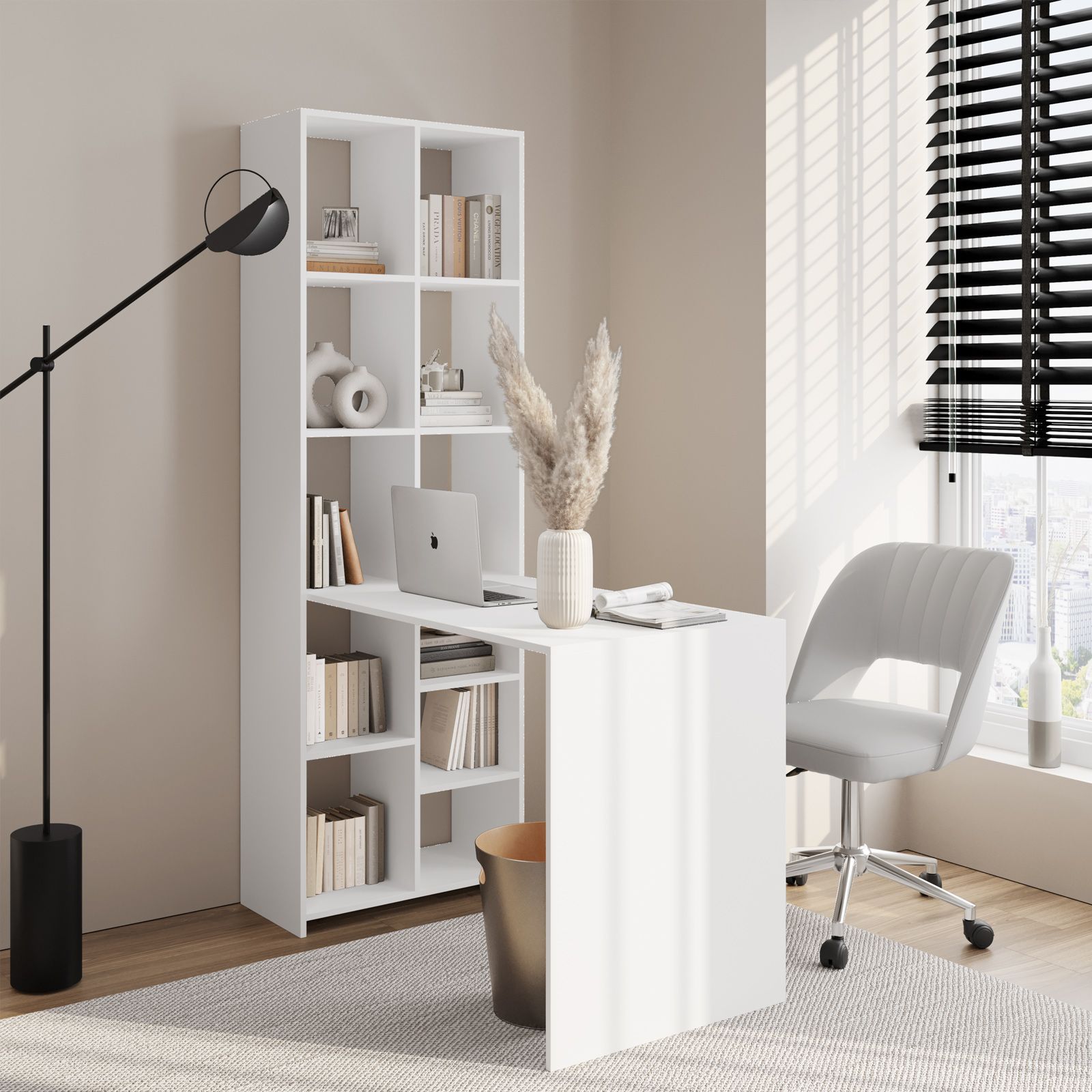 Selly Home - Scrivania Ufficio 125x80 Cm Con Scaffale Legno - Scrivania Con  Libreria - Scrivania Gaming Con Libreria Scaffale - Scrivania Salvaspazio -  Cenere Scura - ePrice