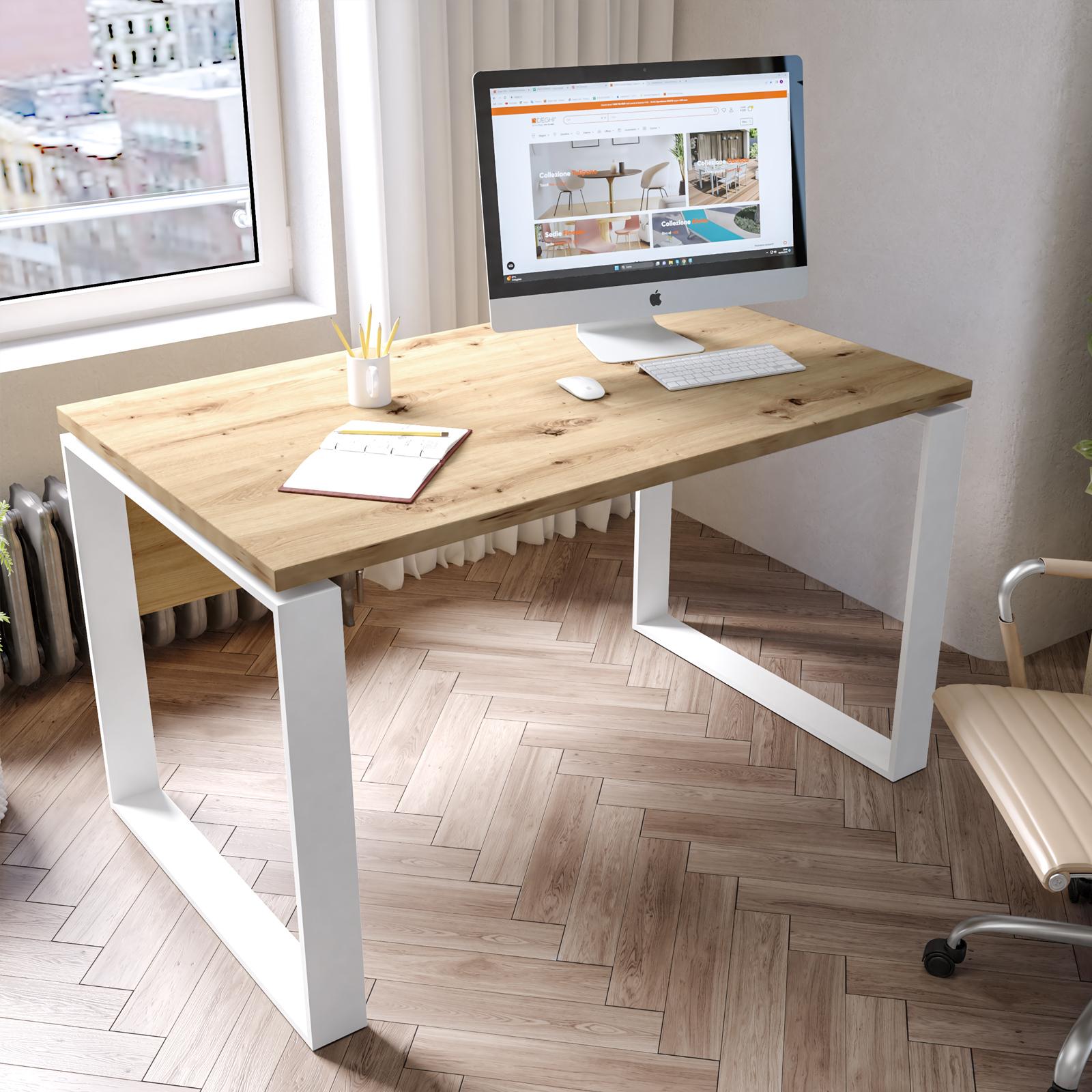 Scrivania Tribesigns 140x80 Cm Bianco E Oro – Piano Effetto Marmo, Gamba In Metallo, Per Ufficio O Casa