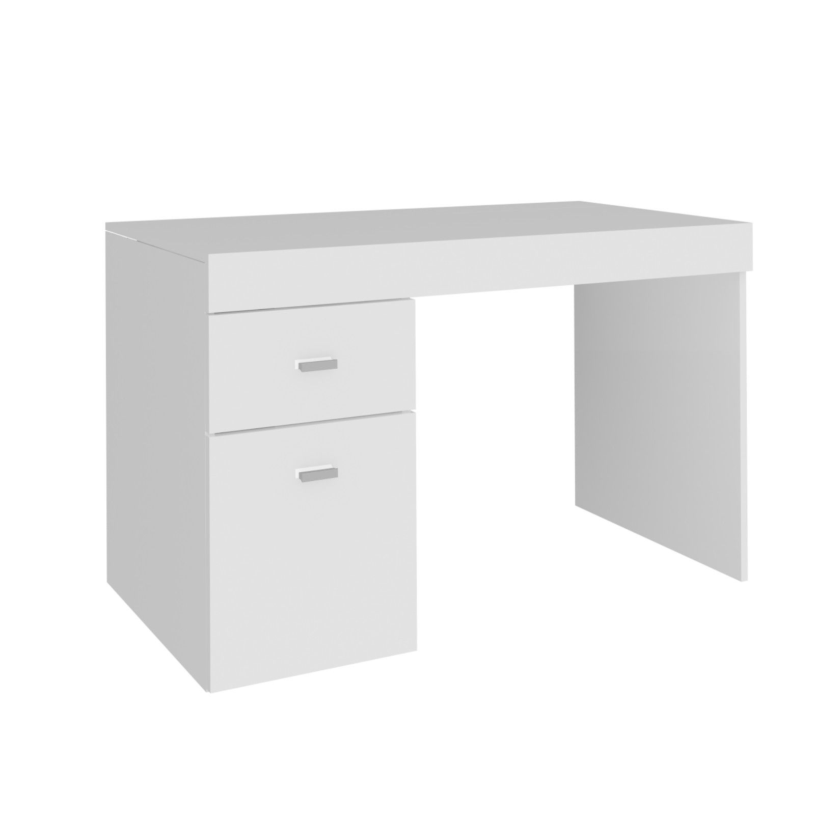 Scrivania 100x60 cm in legno bianco larice con piano scorrevole contenitore  e mobile contenitore - Flowi