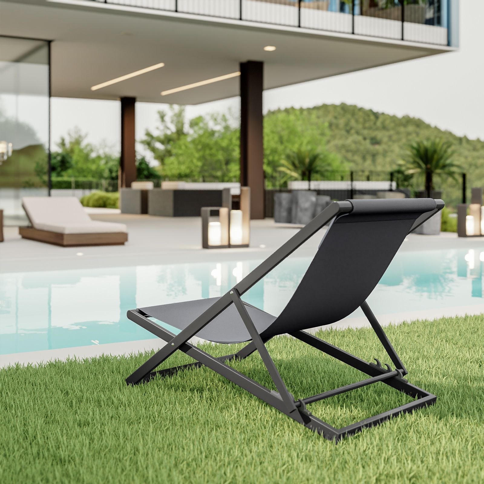 Chaise Longue Sdraio Pieghevole Con Poggiapiedi Sdraio Pieghevole