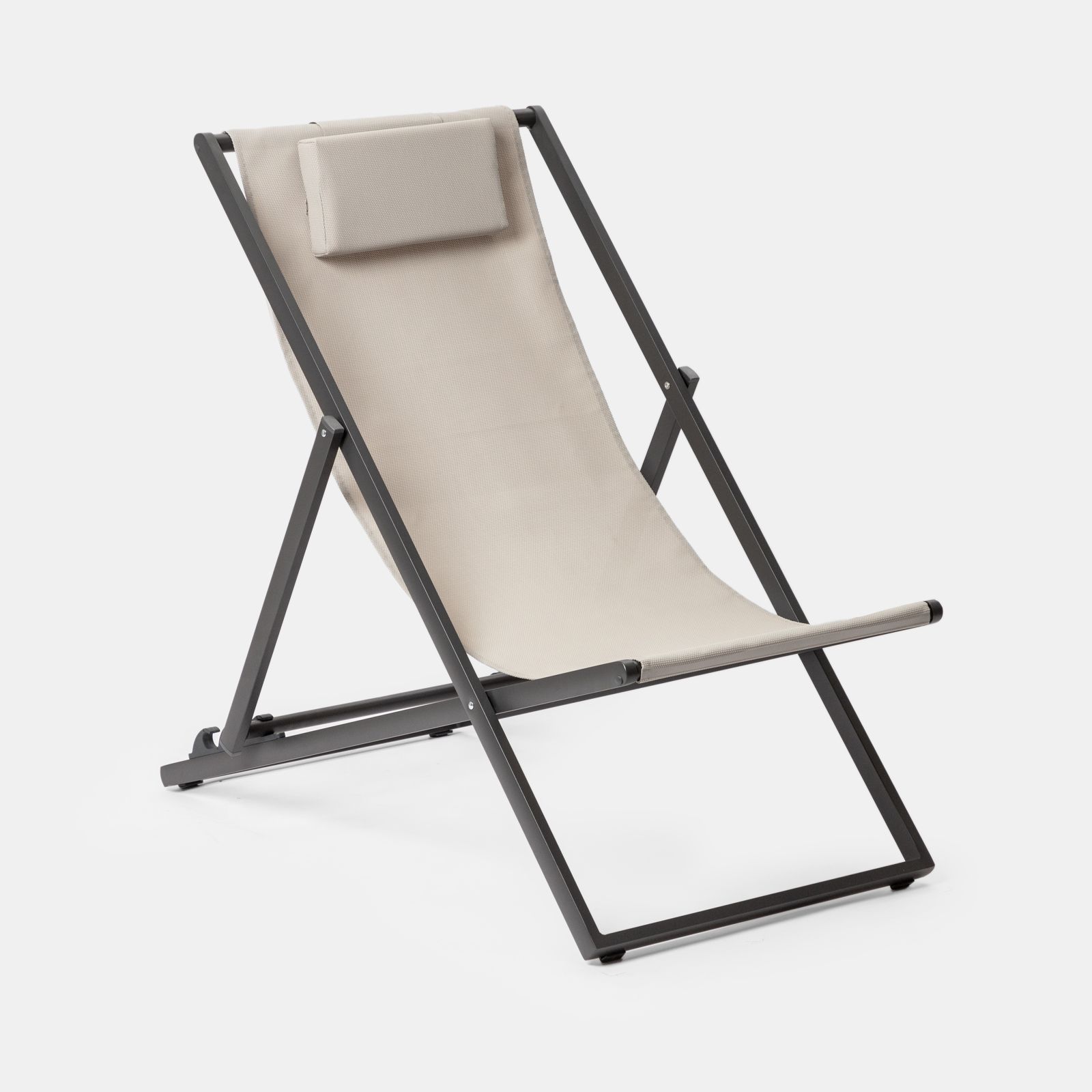 Obi Sdraio Reclinabile Grigia Con Braccioli In Acciaio Sedia