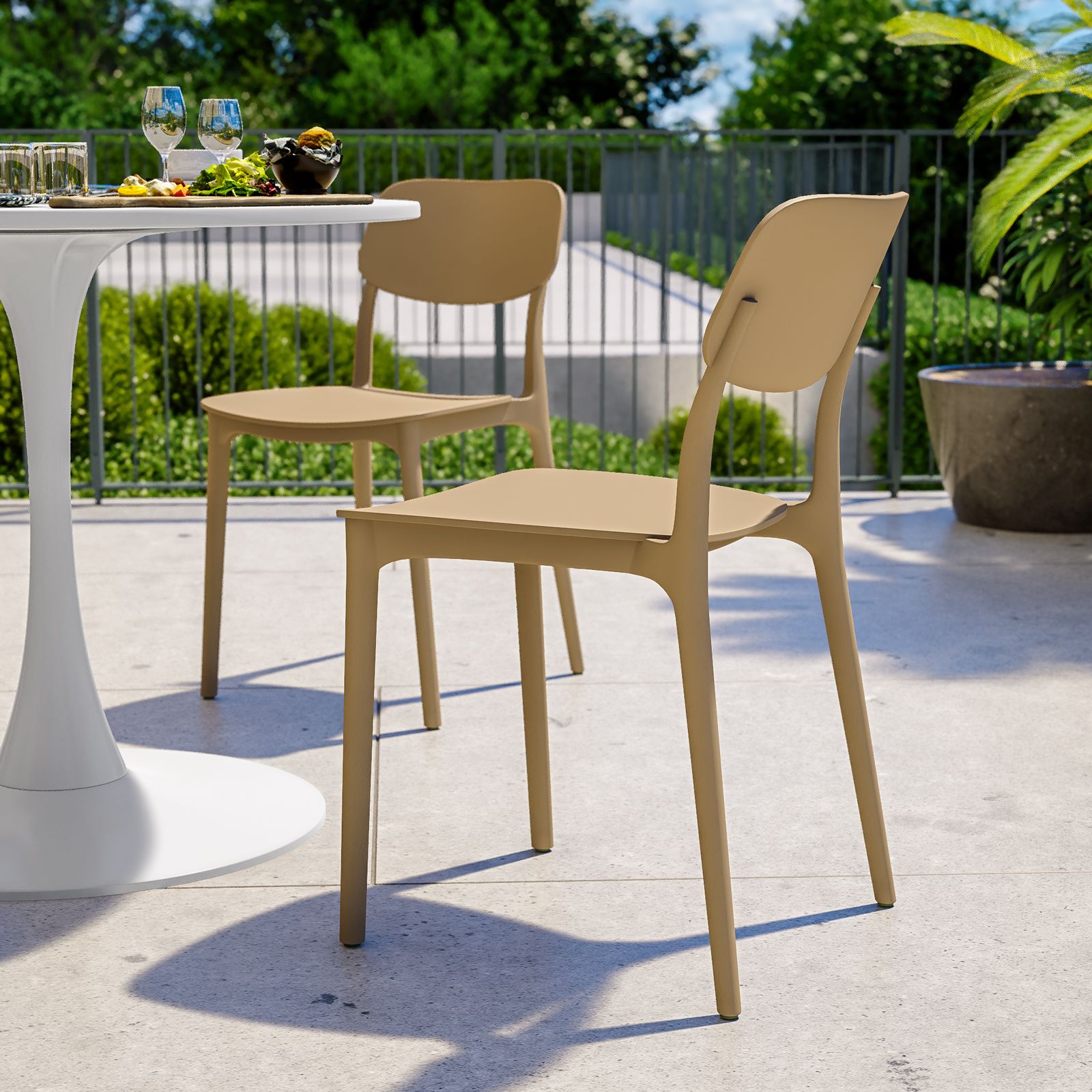 Sedia da giardino impilabile in polipropilene beige - Istria