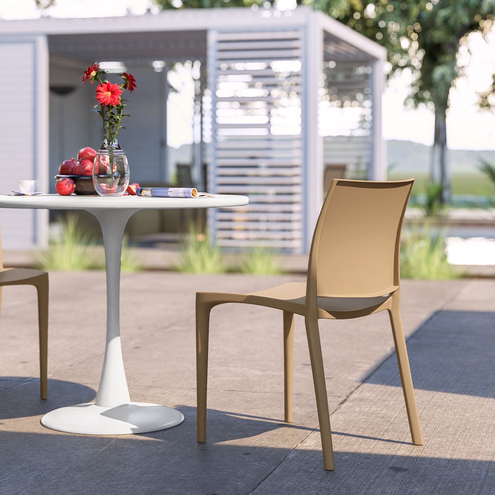 Sedia da giardino impilabile in polipropilene beige - Yessir