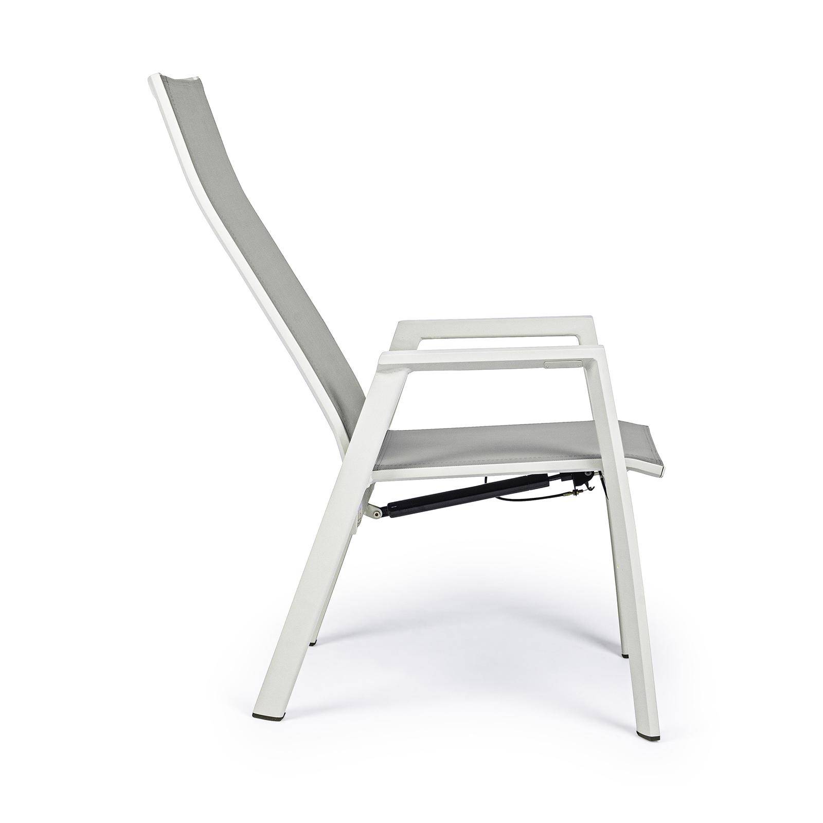 Sedia reclinabile con braccioli struttura in alluminio seduta in