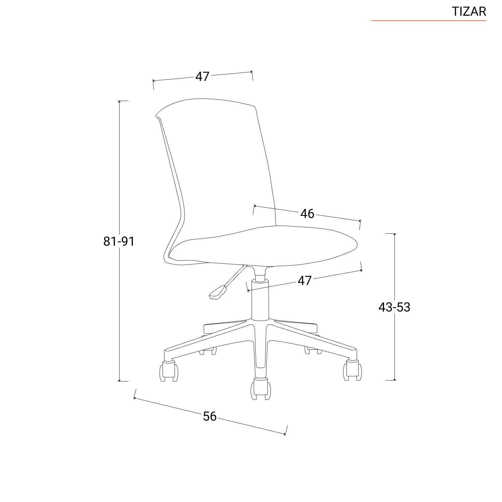 Sedia girevole da lavoro Mey Chair Workster Basic, altezza max. della  seduta 580 mm, schienale alto