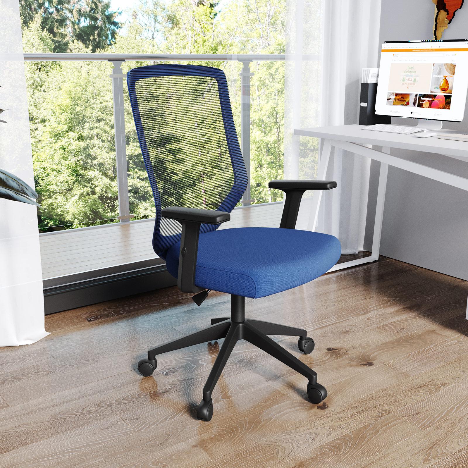 IDIMEX Sedia Ufficio Jogo Girevole Ergonomica Blu – Regolabile In Altezza Con Braccioli E Schienale In Mesh Traspirante - 2
